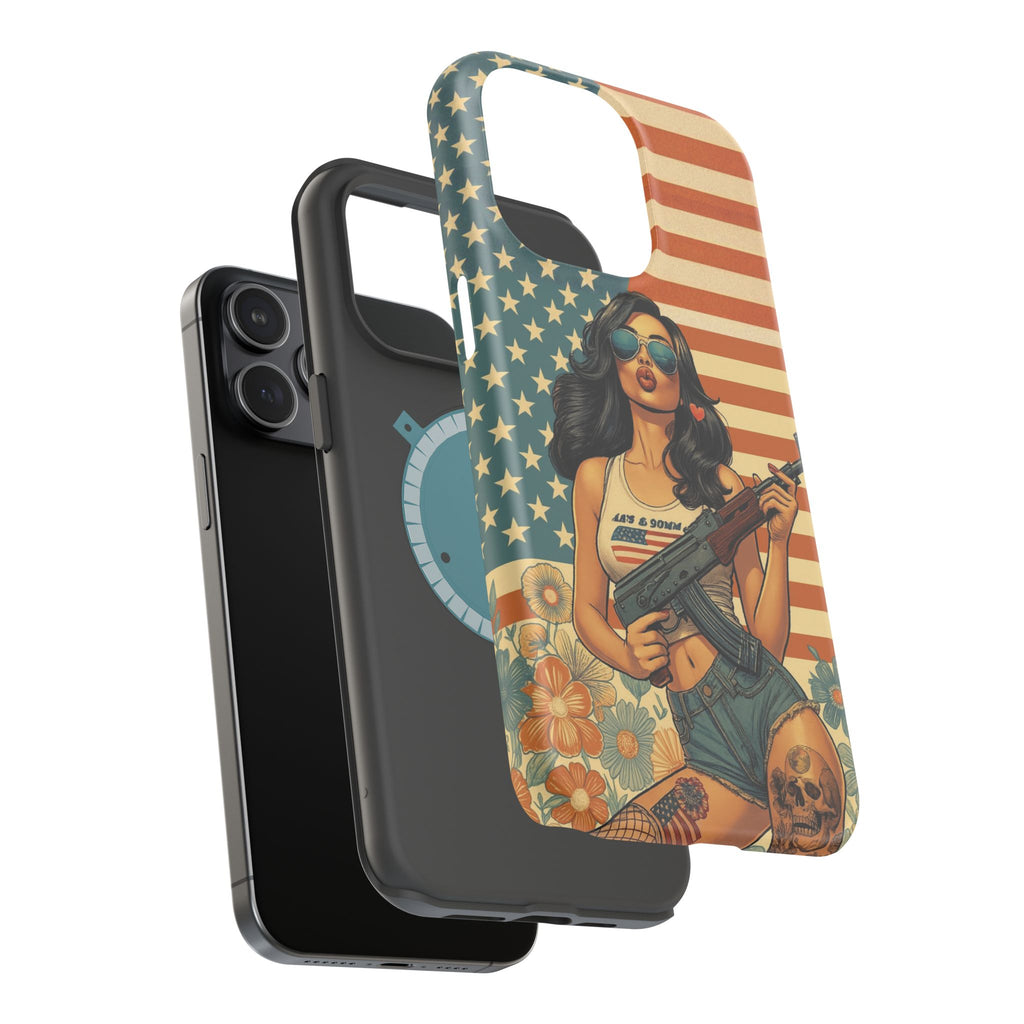 Americana AK-47 Pinup Girl - Magnetic Impact‑Resistant Phone Case  iPhone 13-17 / Samsung S26  MagSafe Compatible