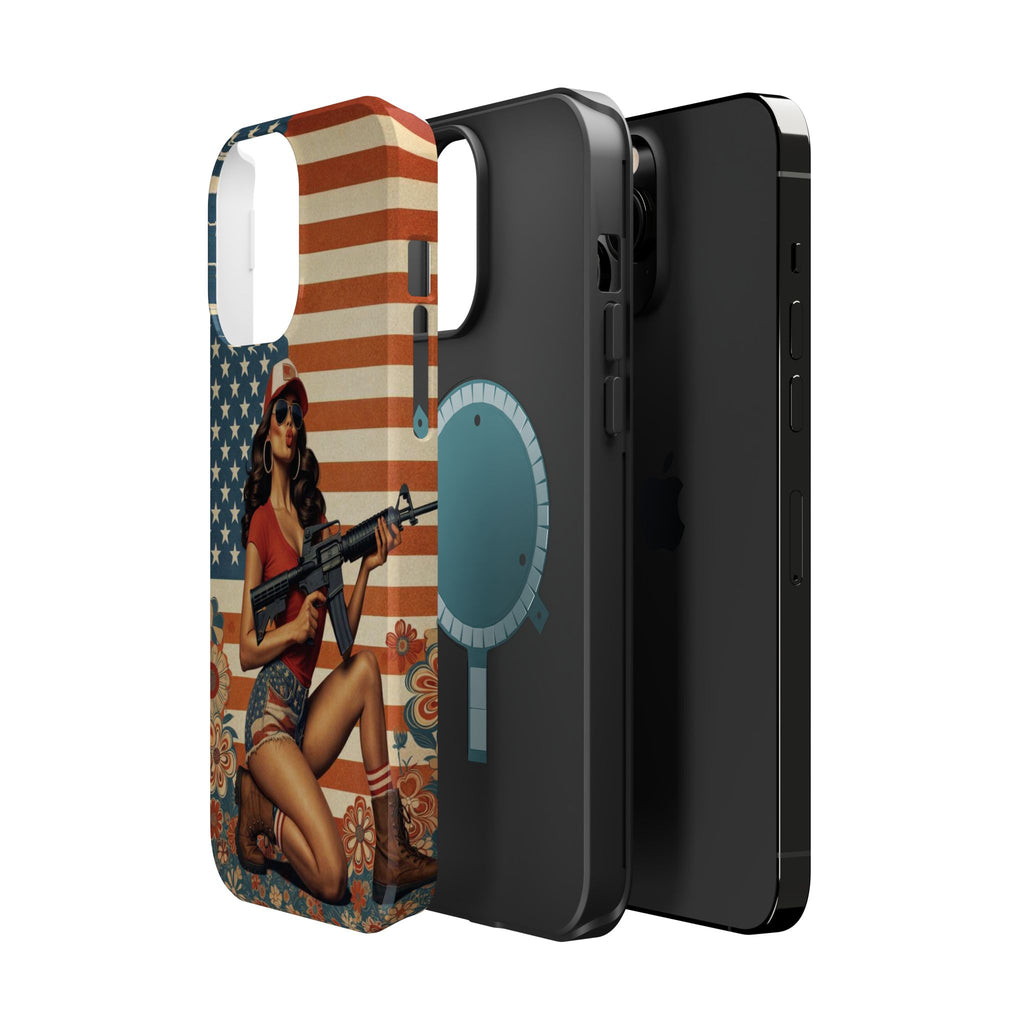 Americana AR-15 Pinup Girl - Magnetic Impact‑Resistant Phone Case  iPhone 13-17 / Samsung S26  MagSafe Compatible