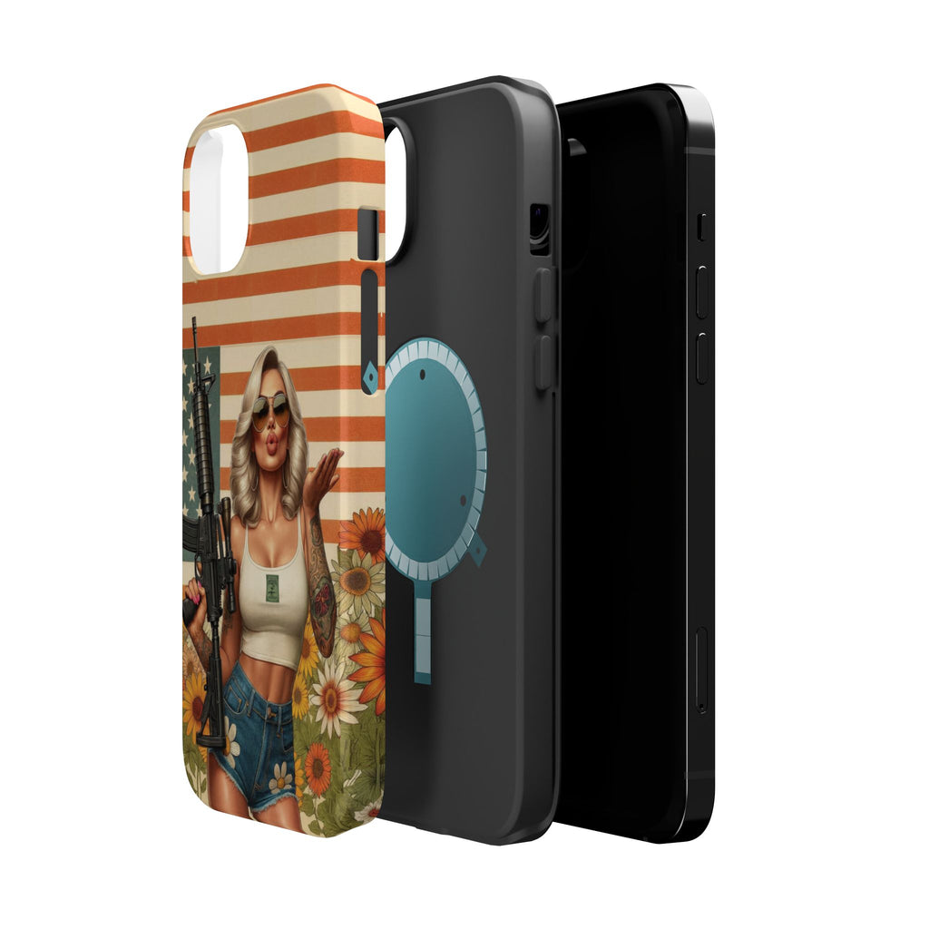 Americana AR-15 Pinup Girl - Magnetic Impact‑Resistant Phone Case  iPhone 13-17 / Samsung S26  MagSafe Compatible