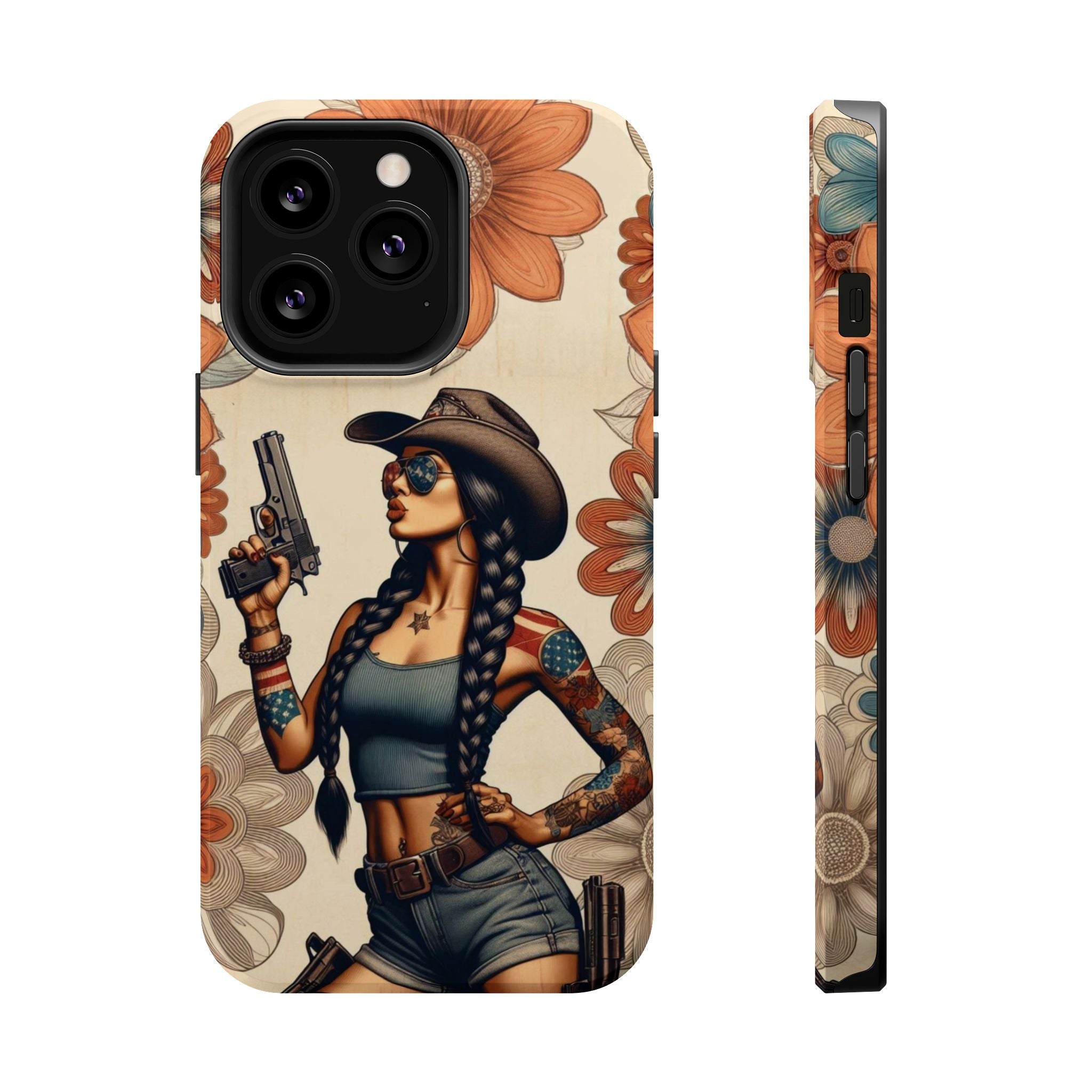 Americana 9mm Pinup Girl - Magnetic Impact‑Resistant Phone Case  iPhone 13-17 / Samsung S26  MagSafe Compatible