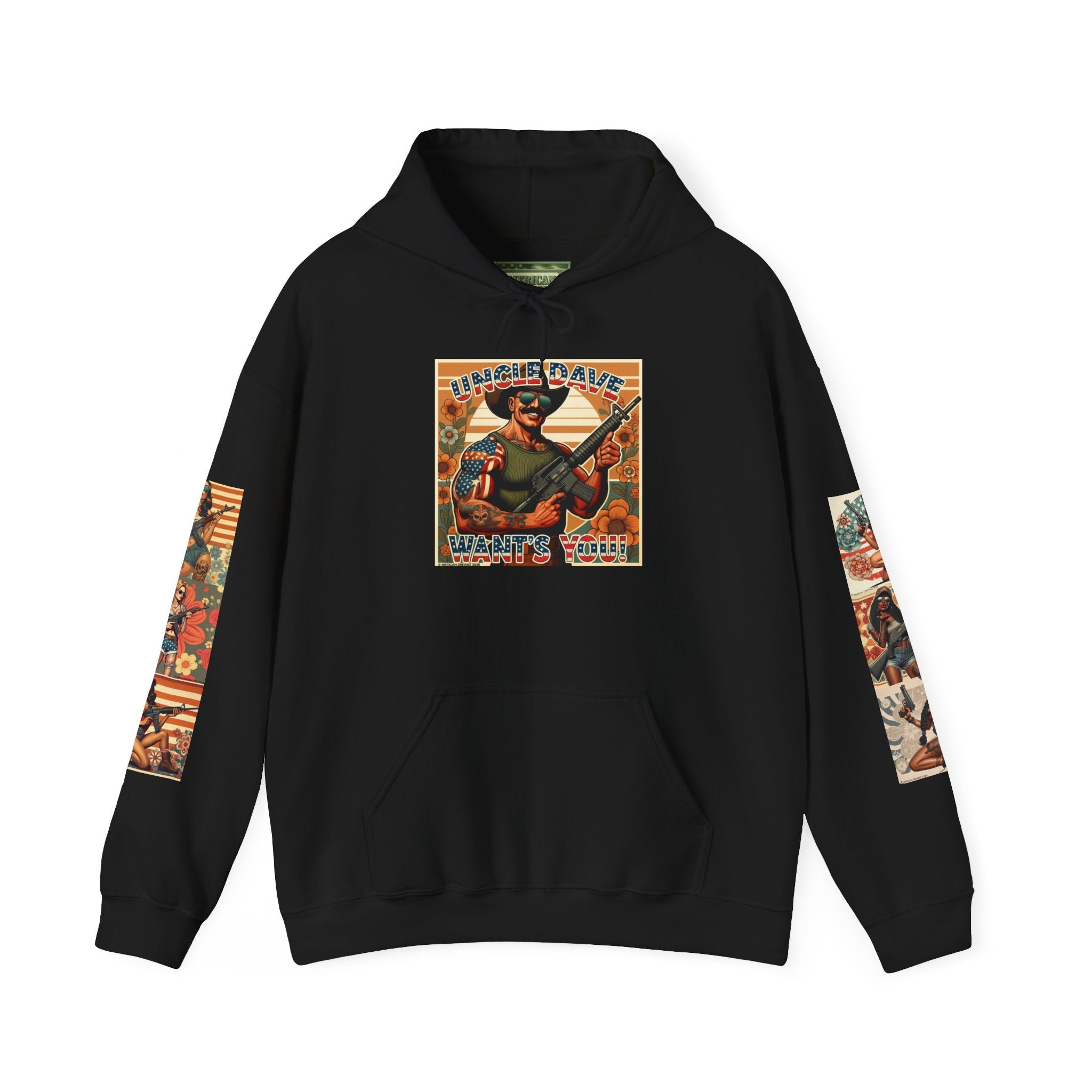 Patriotic 'Uncle Dave Wants You' Hoodie — Gunslinger Girls Rifle Retro Illustration (US Only)
