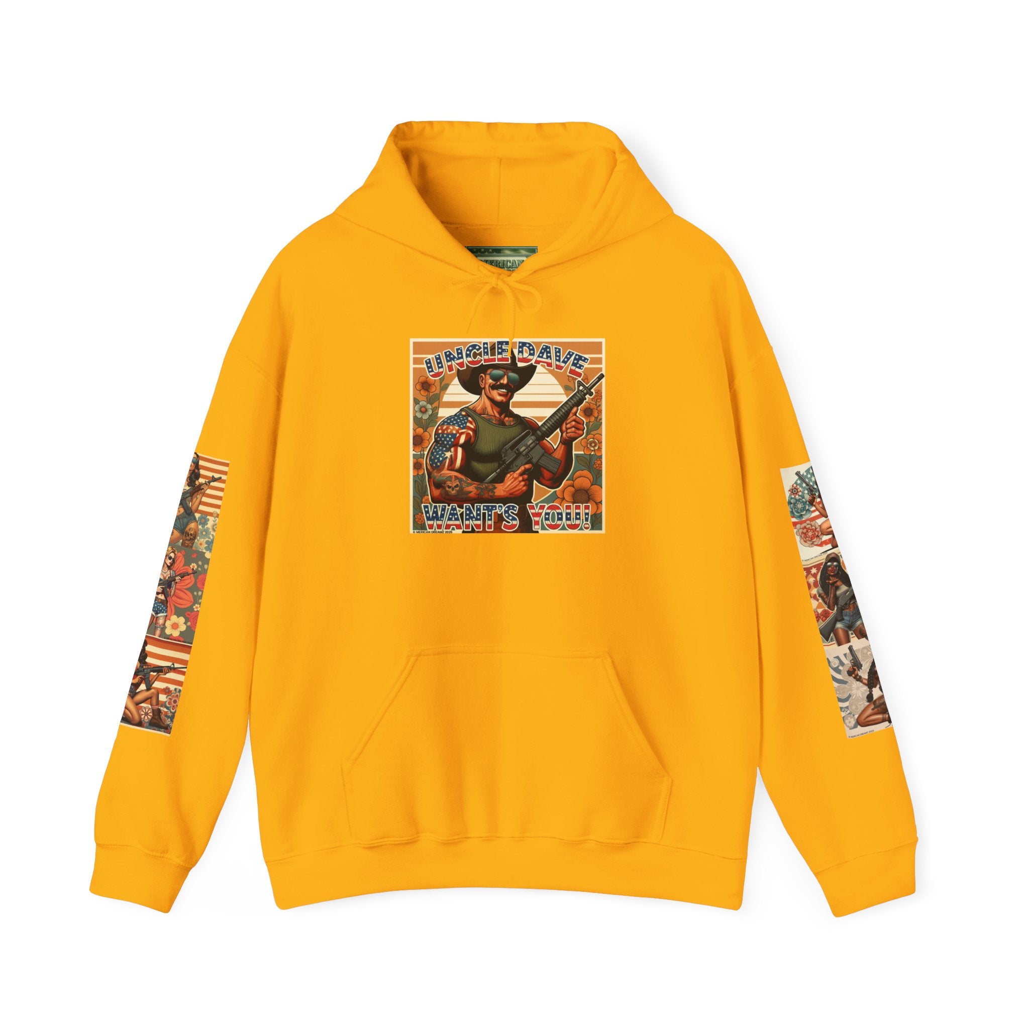 Patriotic 'Uncle Dave Wants You' Hoodie — Gunslinger Girls Rifle Retro Illustration (US Only)