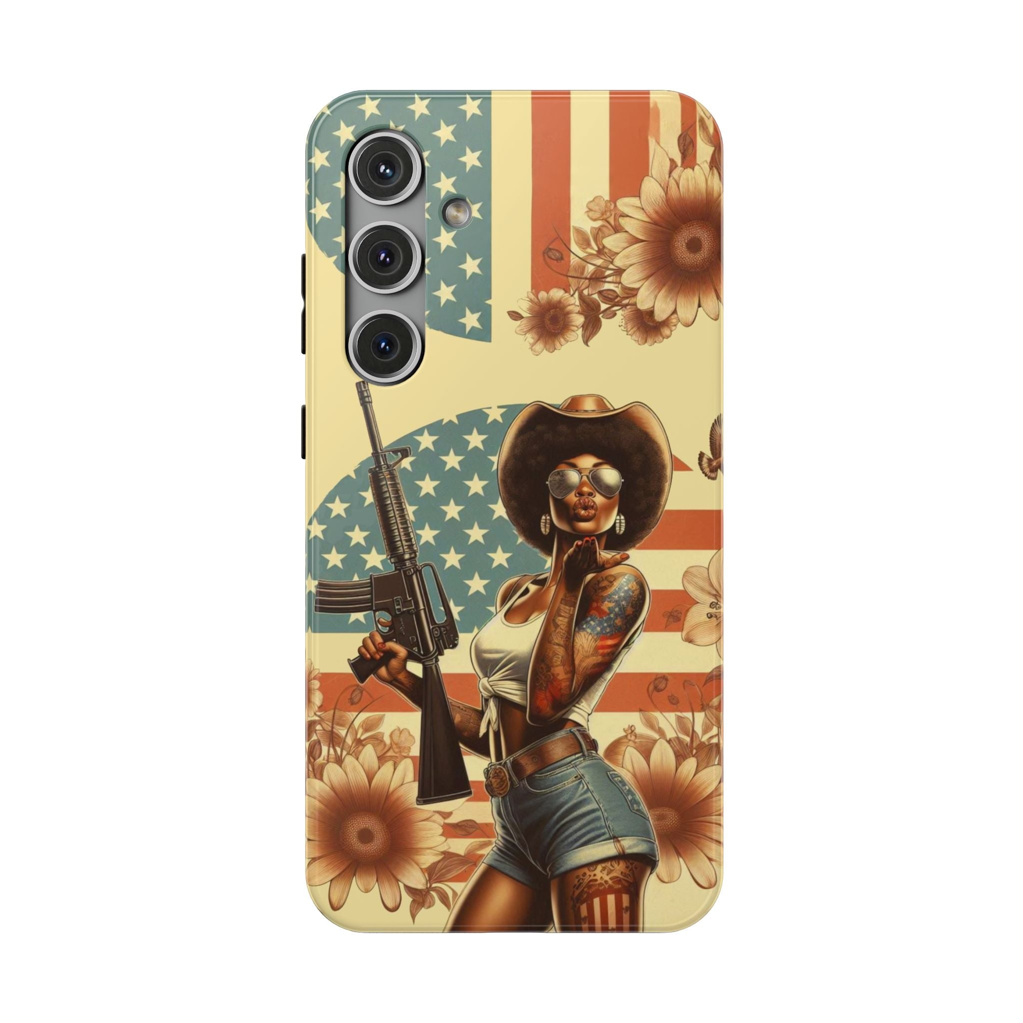 Americana AR-15 Pinup Girl - Impact‑Resistant Phone Case Samsung Galaxy Series S22 / S22+ / S22 Ultra - S25 / S25+ / S25 Ultra