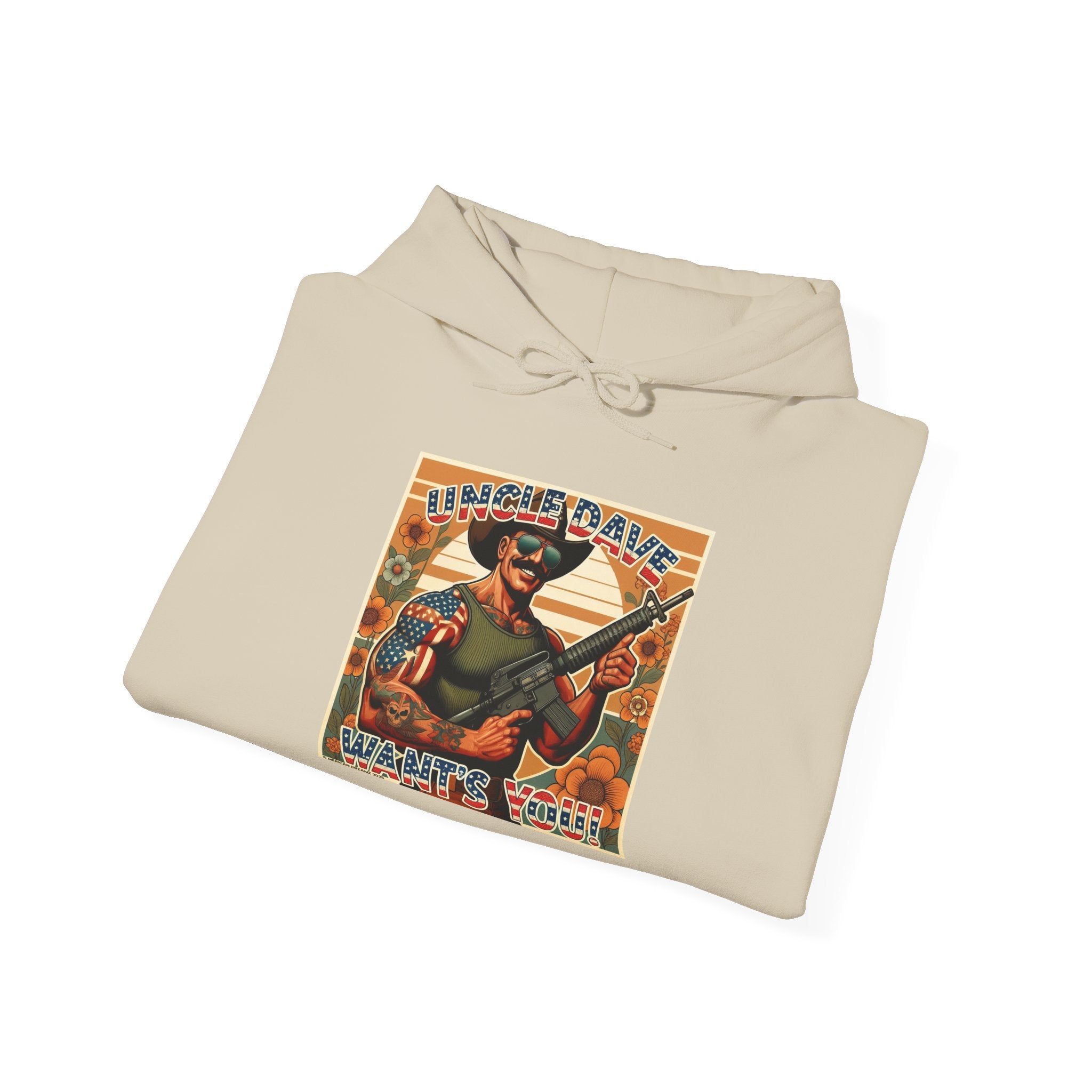 Patriotic 'Uncle Dave Wants You' Hoodie — Gunslinger Girls Rifle Retro Illustration (US Only)