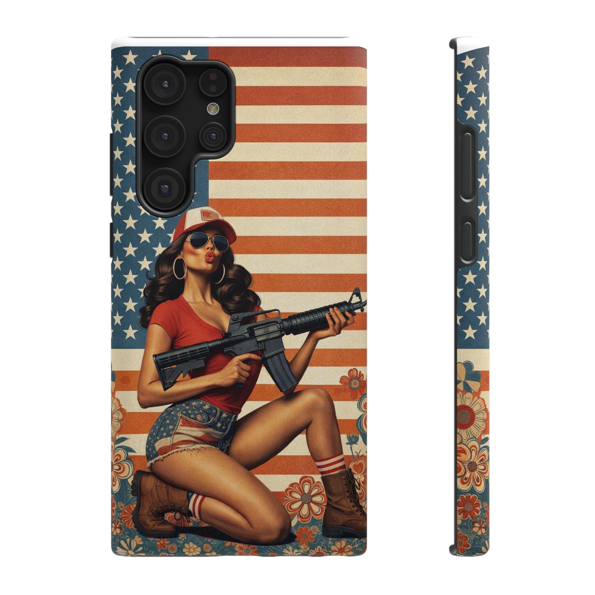 Americana AR-15 Pinup Girl - Impact‑Resistant Phone Case   Samsung Galaxy Series S22 / S22+ / S22 Ultra - S25 / S25+ / S25 Ultra