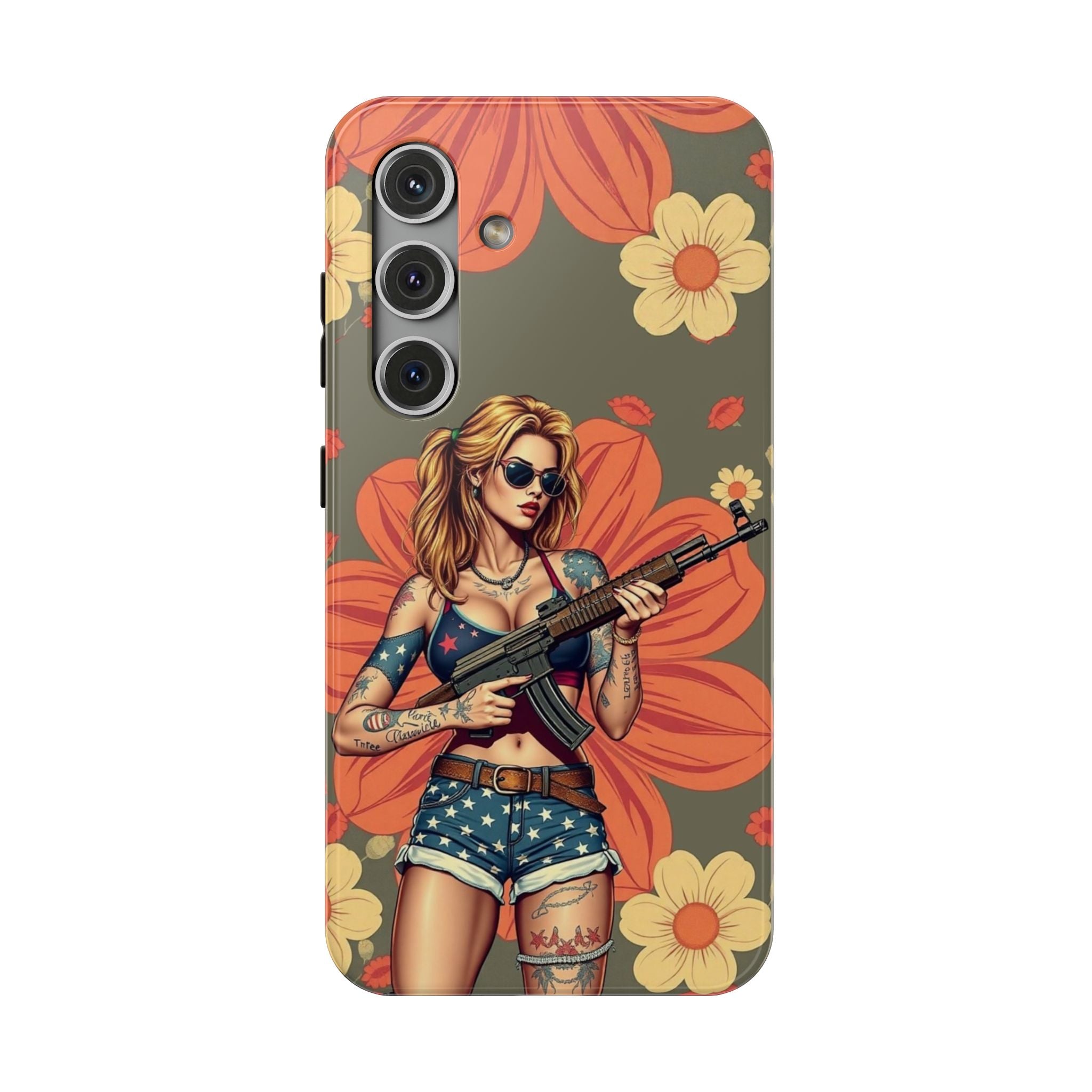 Americana AK-47 Pinup Girl - Impact‑Resistant Phone Case   Samsung Galaxy Series S22 / S22+ / S22 Ultra - S25 / S25+ / S25 Ultra