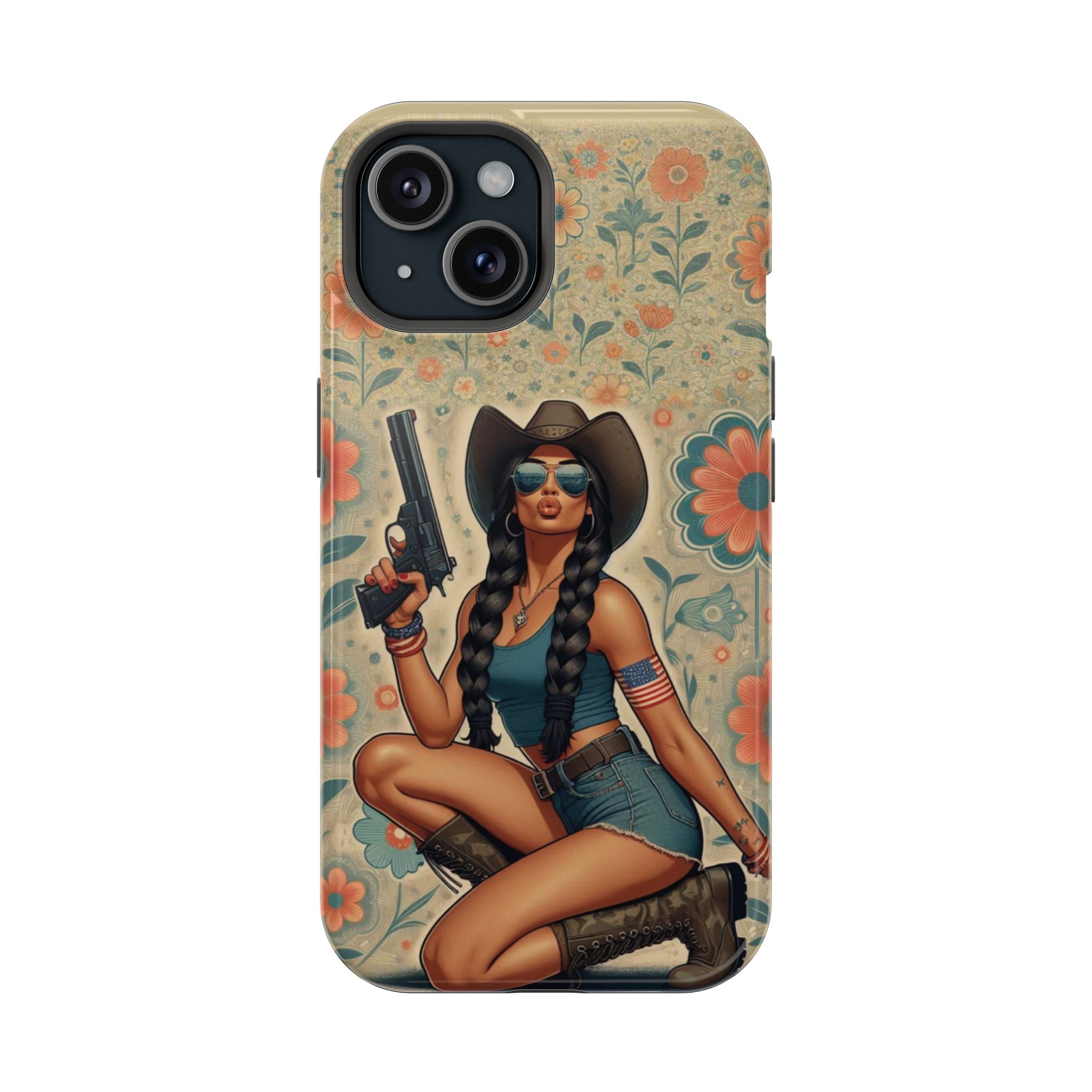 Americana 9mm Pinup Girl - Magnetic Impact‑Resistant Phone Case  iPhone 13-17 / Samsung S26  MagSafe Compatible