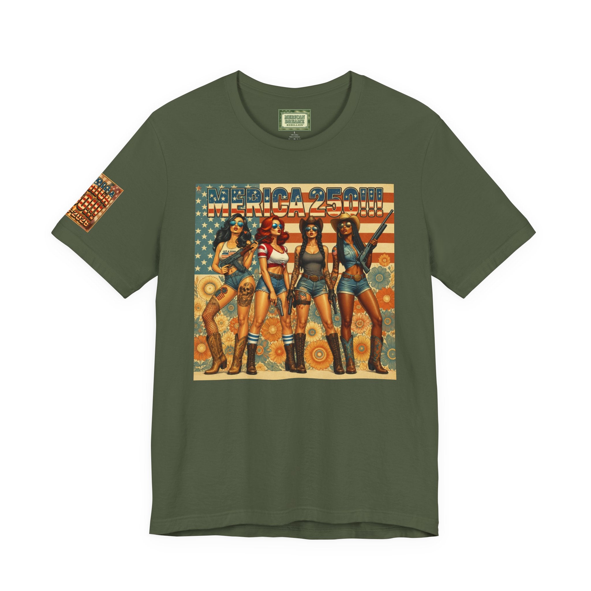 MERICAN DREAMZ REBELLION – MERICA 250!!!  Short Sleeve T‑Shirt – 250 Years of Freedom 1776-2026 Graphic Tee-#2