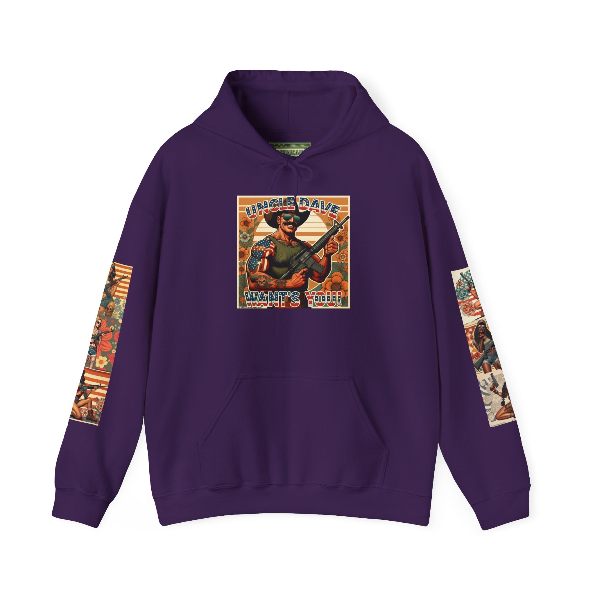 Patriotic 'Uncle Dave Wants You' Hoodie — Gunslinger Girls Rifle Retro Illustration (US Only)