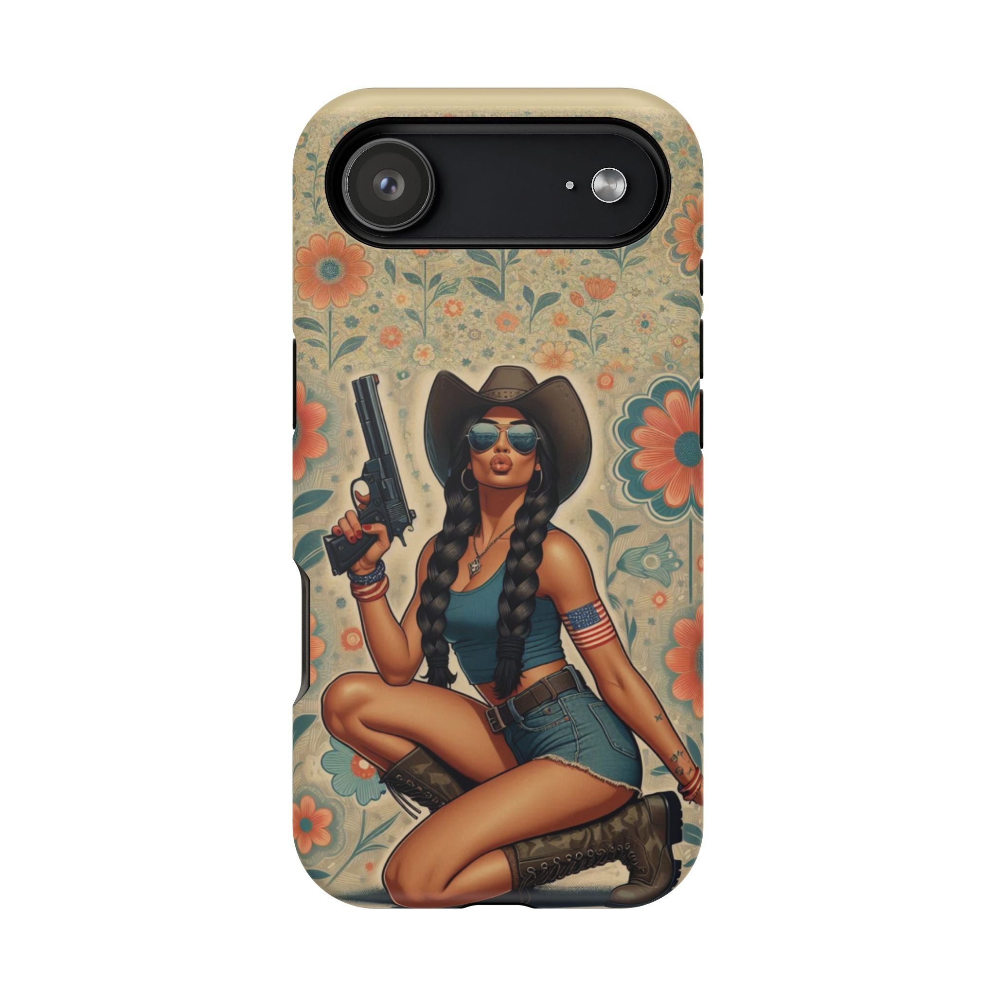 Americana 9mm Pinup Girl - Magnetic Impact‑Resistant Phone Case  iPhone 13-17 / Samsung S26  MagSafe Compatible
