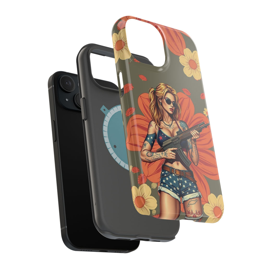 Americana AK-47 Pinup Girl - Magnetic Impact‑Resistant Phone Case  iPhone 13-17 / Samsung S26  MagSafe Compatible