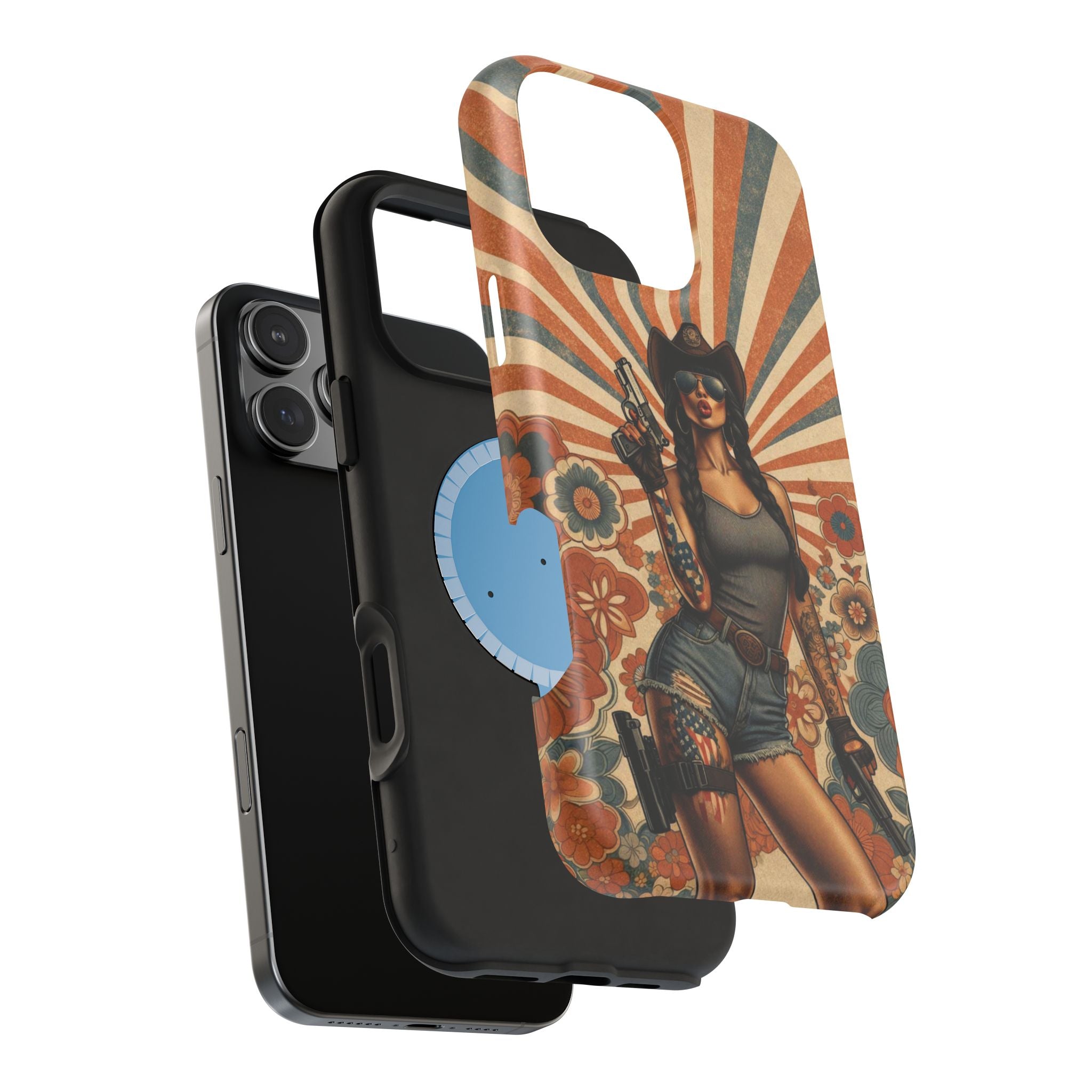Americana 9mm Pinup Girl - Magnetic Impact‑Resistant Phone Case  iPhone 13-17 / Samsung S26  MagSafe Compatible