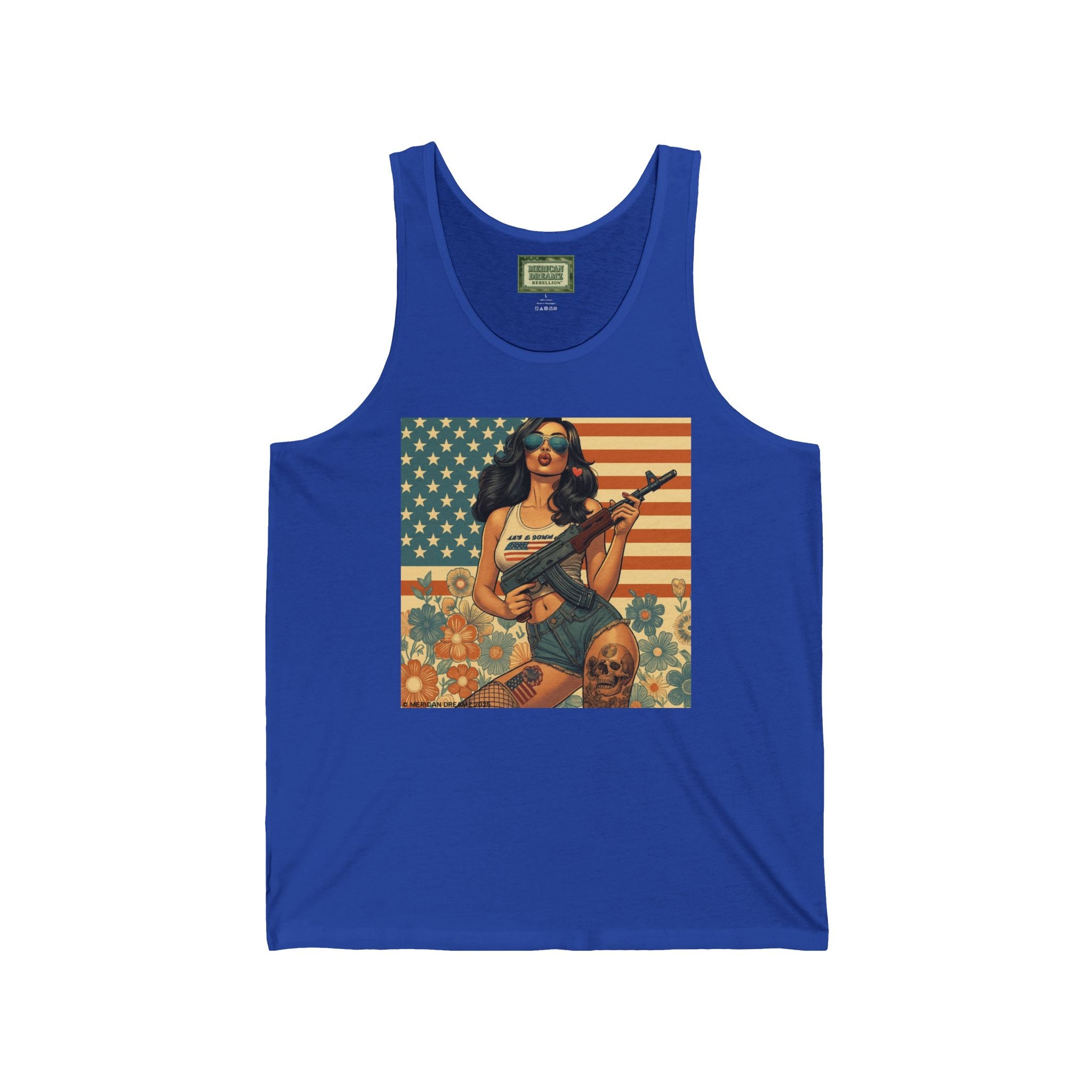 Patriotic Pin-Up Tank Top — Vintage American Flag Girl Graphic