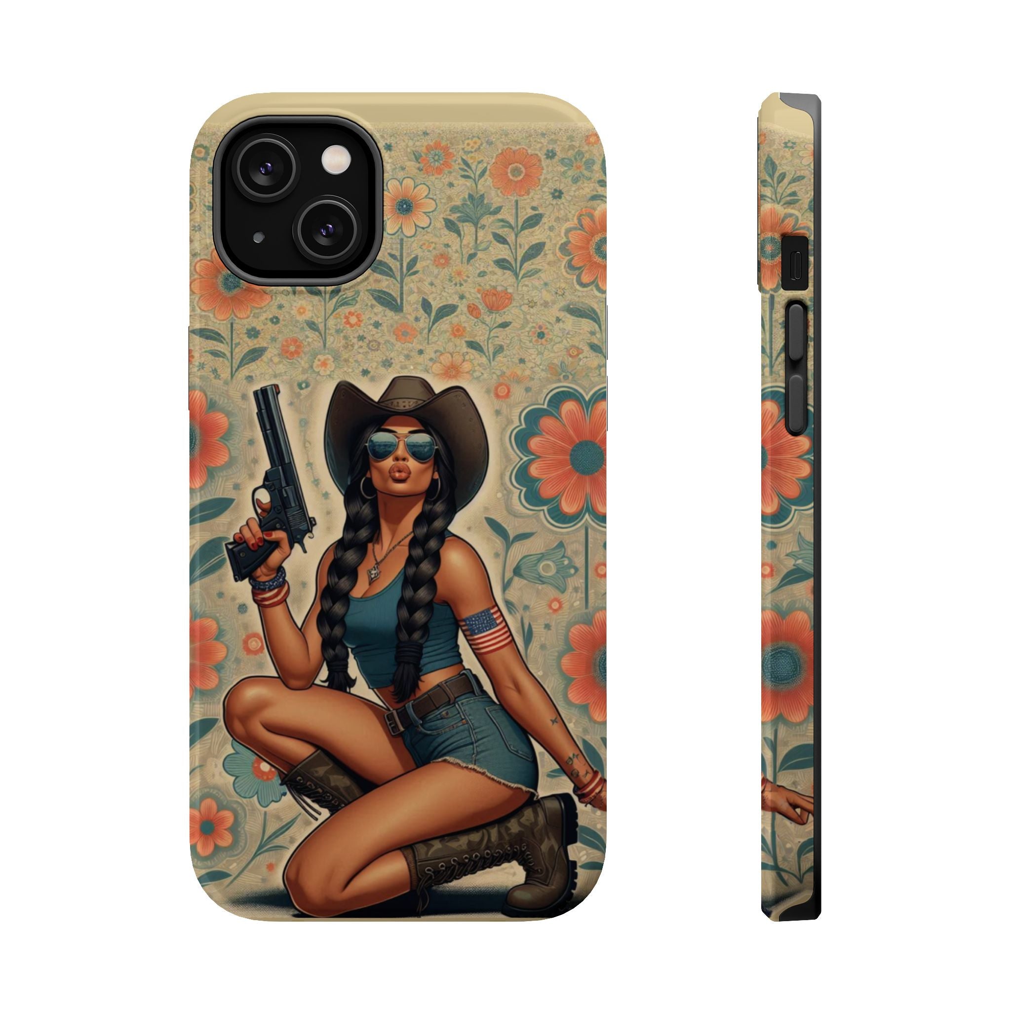 Americana 9mm Pinup Girl - Magnetic Impact‑Resistant Phone Case  iPhone 13-17 / Samsung S26  MagSafe Compatible
