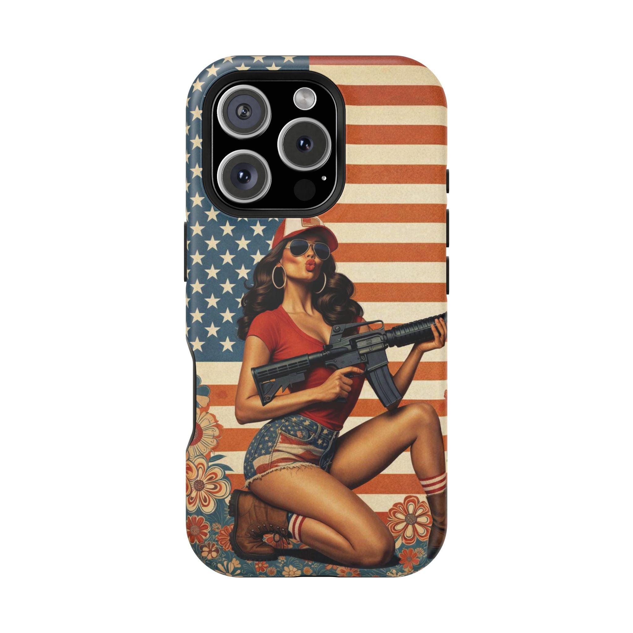 Americana AR-15 Pinup Girl - Magnetic Impact‑Resistant Phone Case  iPhone 13-17 / Samsung S26  MagSafe Compatible