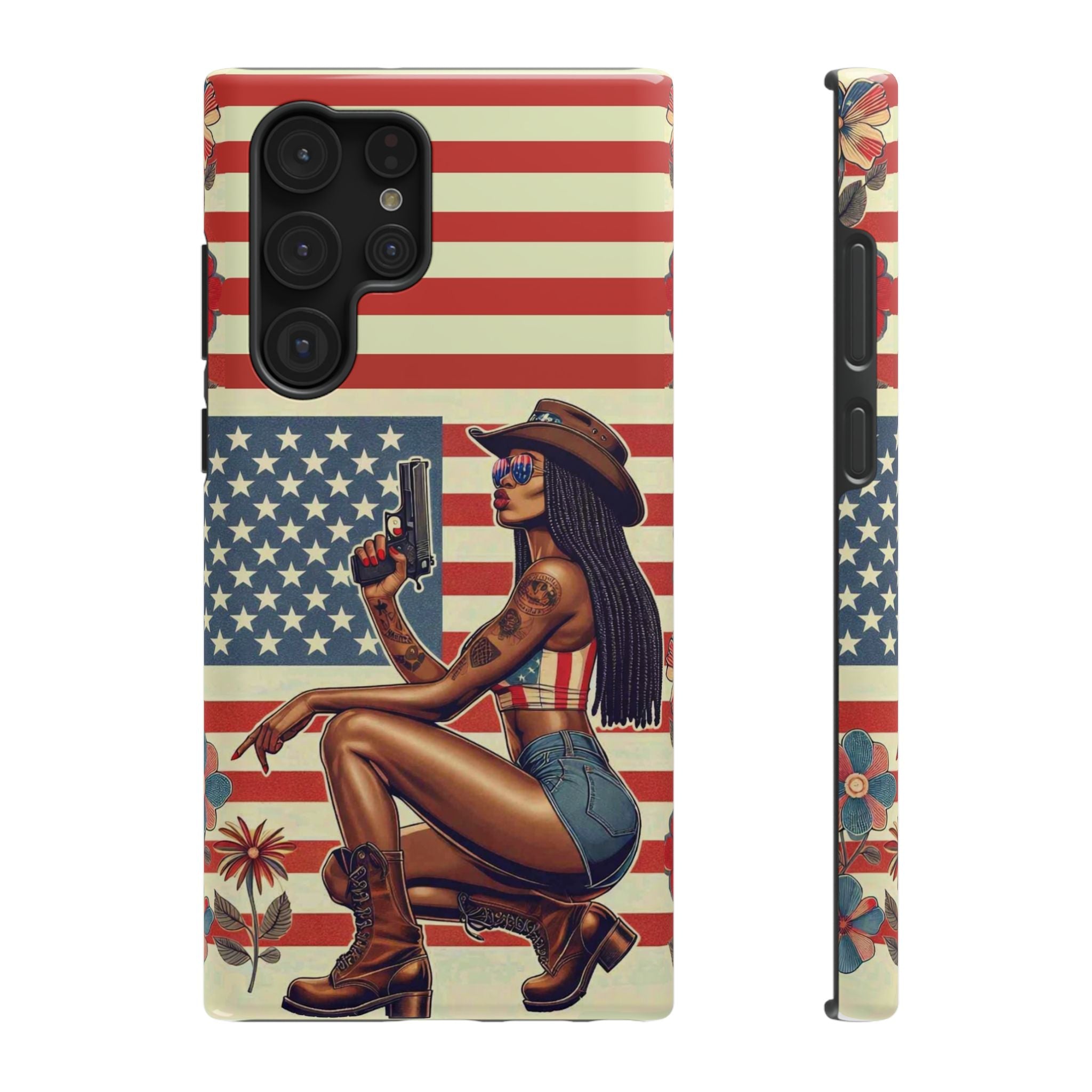 Americana 9mm Pinup Girl - Impact‑Resistant Phone Case   Samsung Galaxy Series S22 / S22+ / S22 Ultra - S25 / S25+ / S25 Ultra