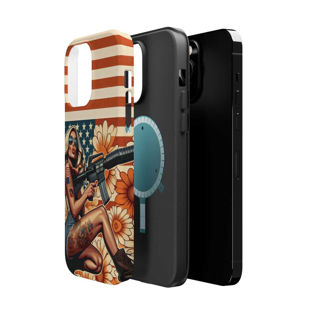 Americana AR-15 Pinup Girl - Magnetic Impact‑Resistant Phone Case  iPhone 13-17 / Samsung S26  MagSafe Compatible