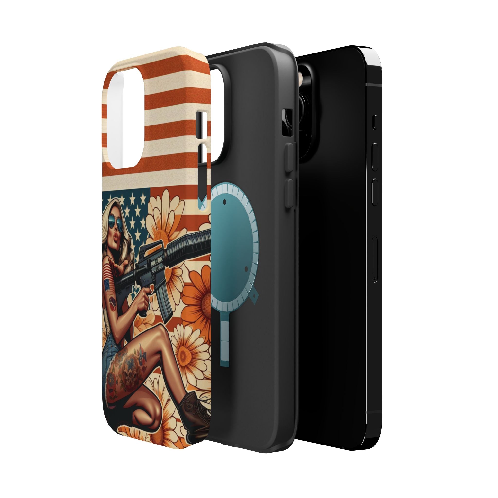 Americana AR-15 Pinup Girl - Magnetic Impact‑Resistant Phone Case  iPhone 13-17 / Samsung S26  MagSafe Compatible