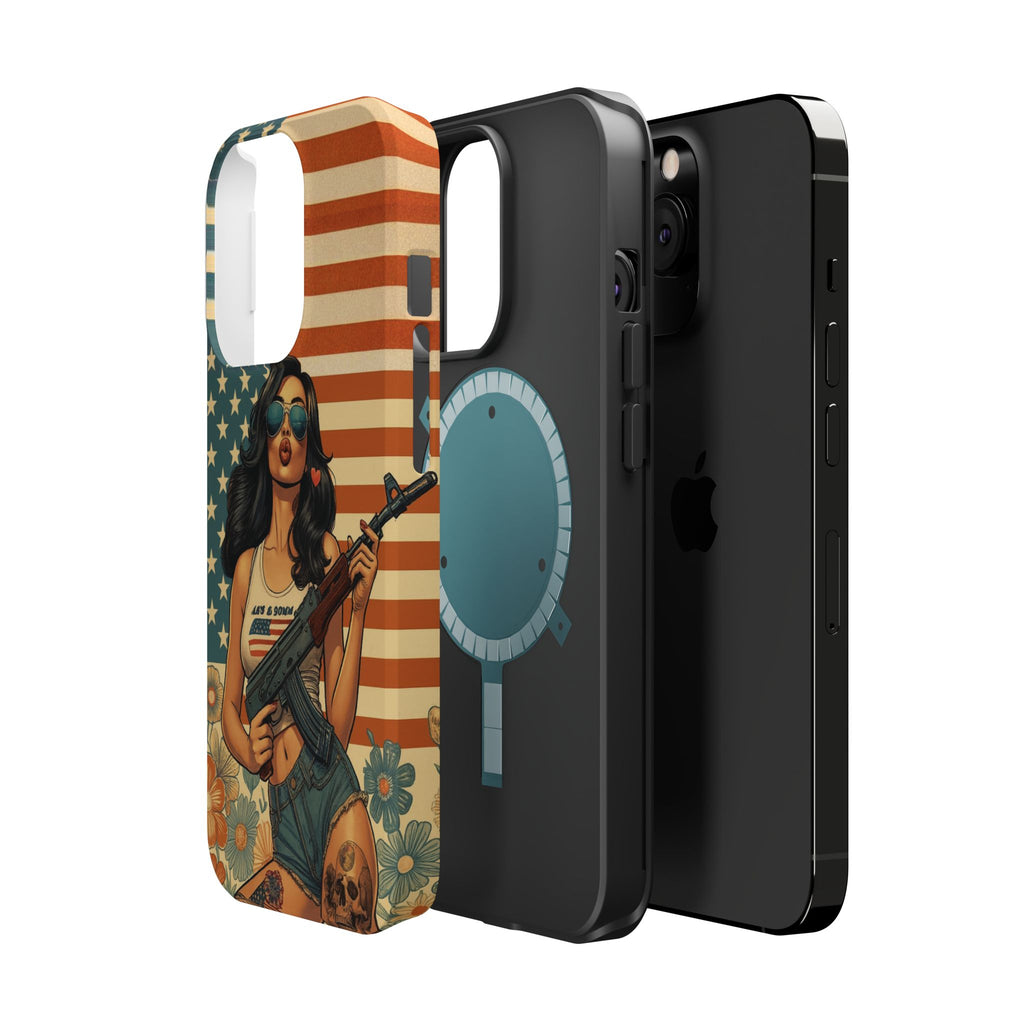Americana AK-47 Pinup Girl - Magnetic Impact‑Resistant Phone Case  iPhone 13-17 / Samsung S26  MagSafe Compatible