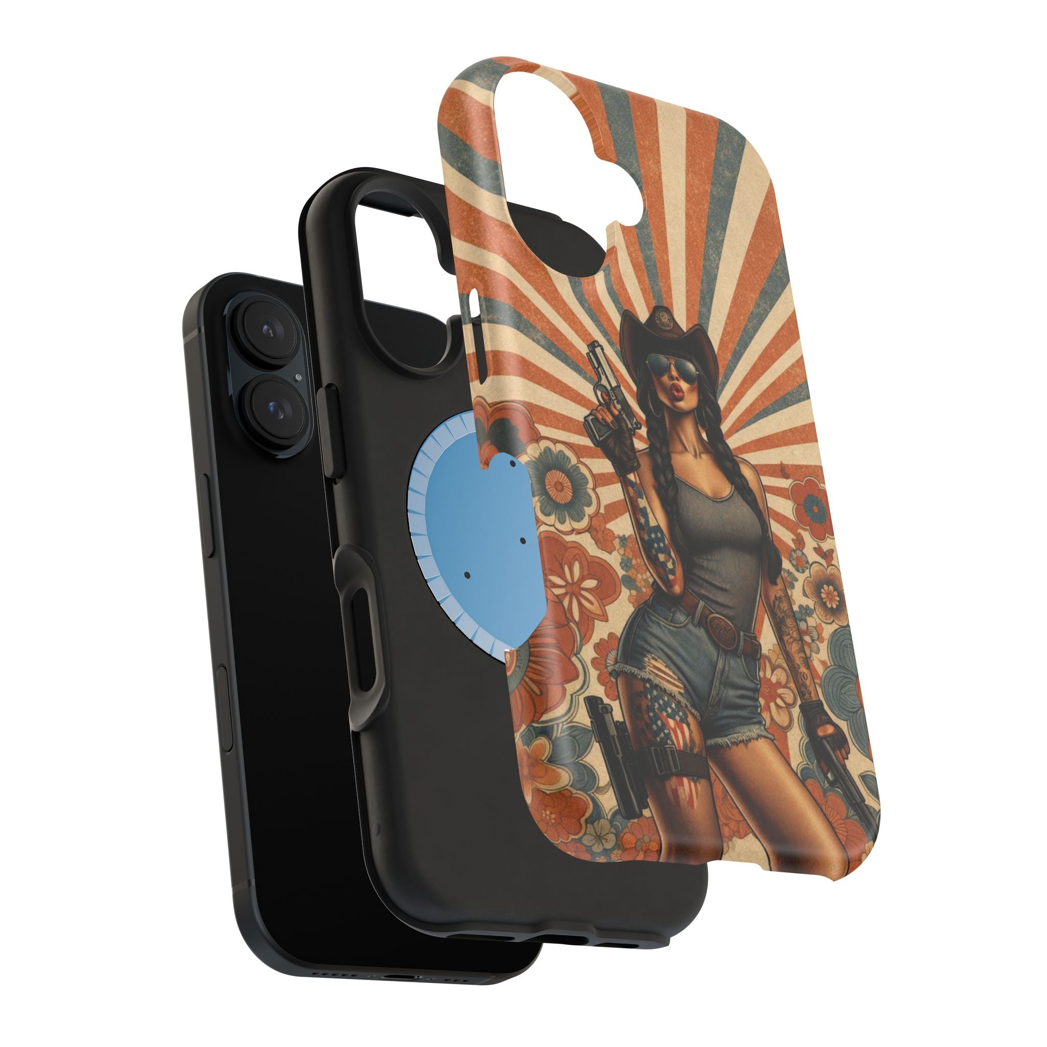 Americana 9mm Pinup Girl - Magnetic Impact‑Resistant Phone Case  iPhone 13-17 / Samsung S26  MagSafe Compatible
