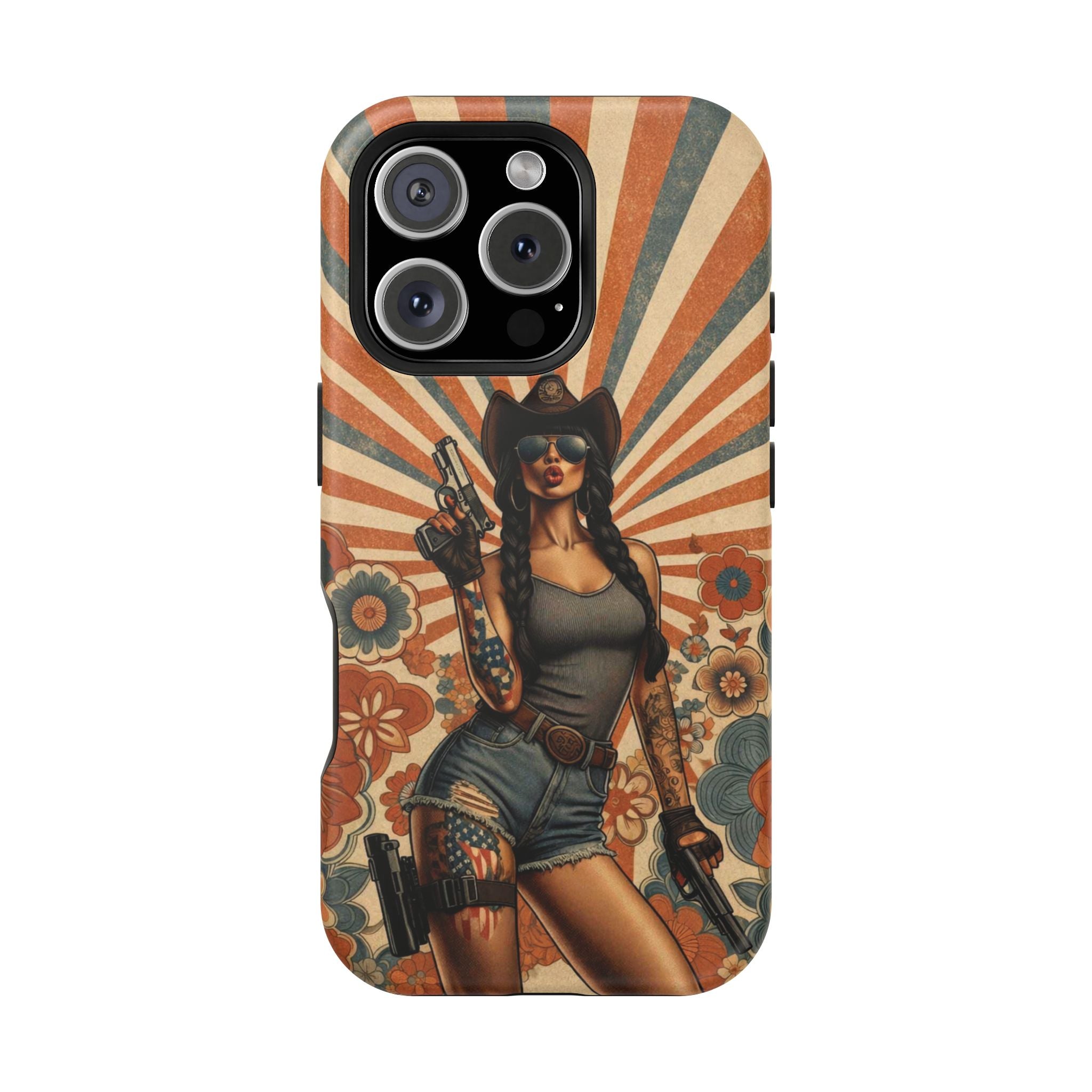 Americana 9mm Pinup Girl - Magnetic Impact‑Resistant Phone Case  iPhone 13-17 / Samsung S26  MagSafe Compatible