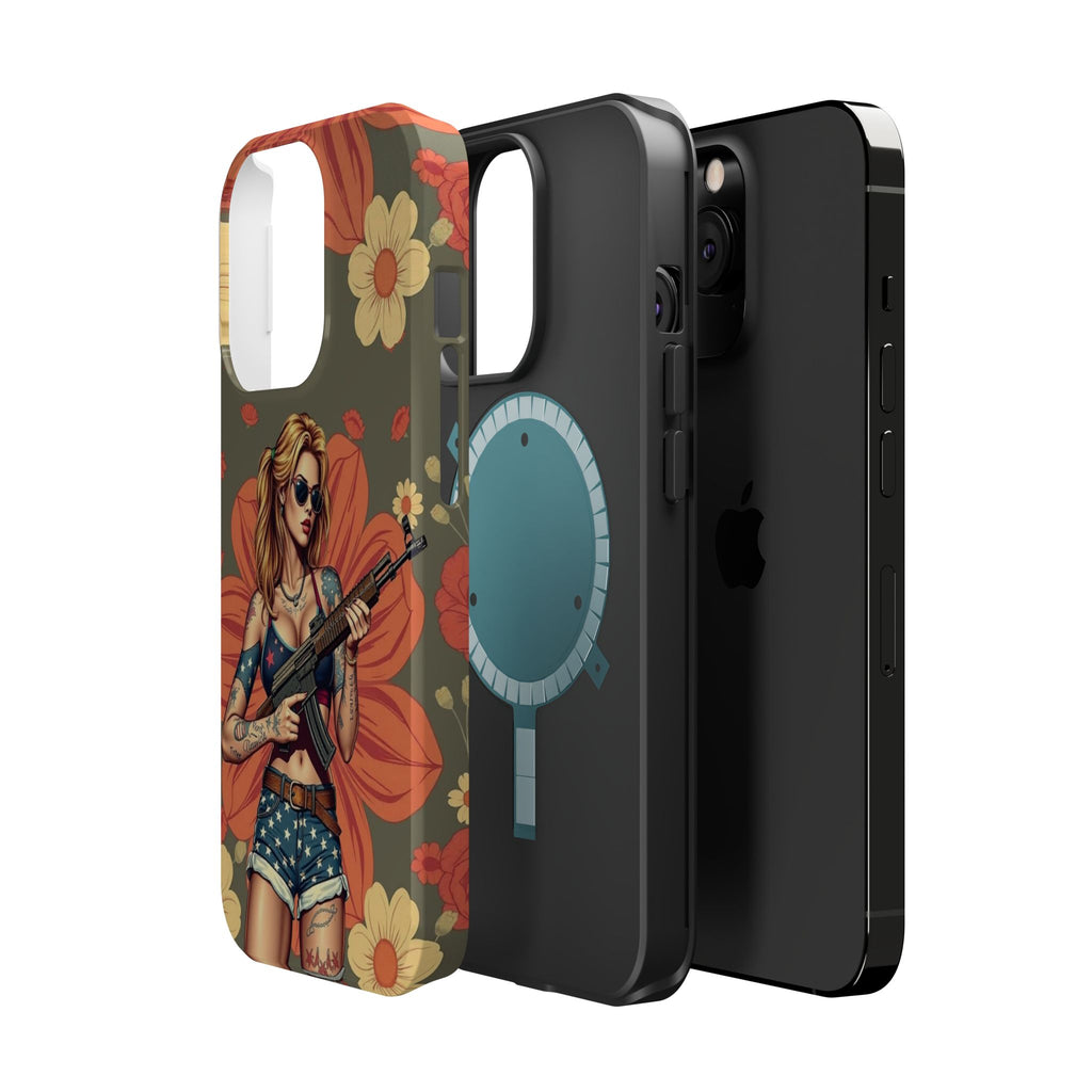Americana AK-47 Pinup Girl - Magnetic Impact‑Resistant Phone Case  iPhone 13-17 / Samsung S26  MagSafe Compatible