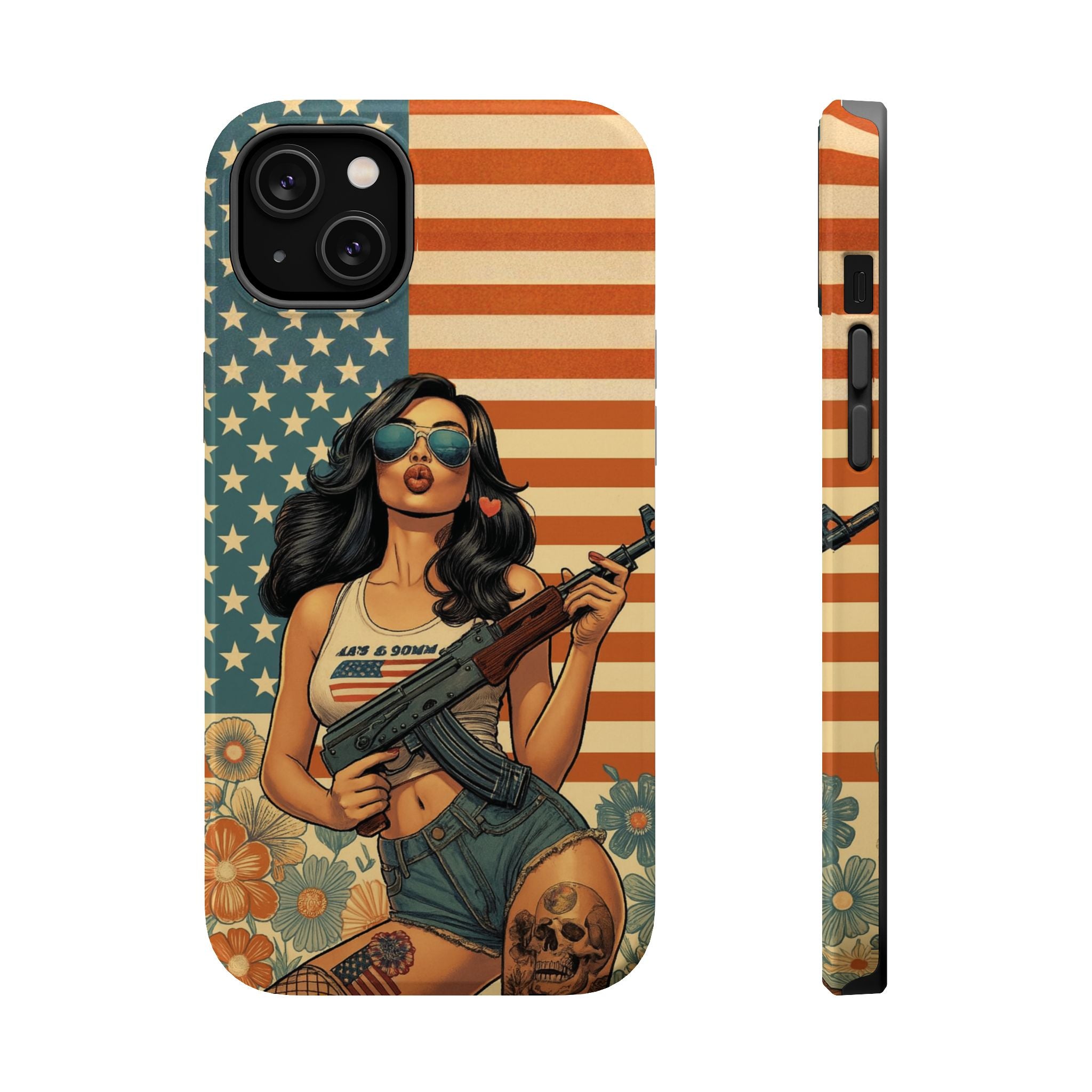 Americana AK-47 Pinup Girl - Magnetic Impact‑Resistant Phone Case  iPhone 13-17 / Samsung S26  MagSafe Compatible