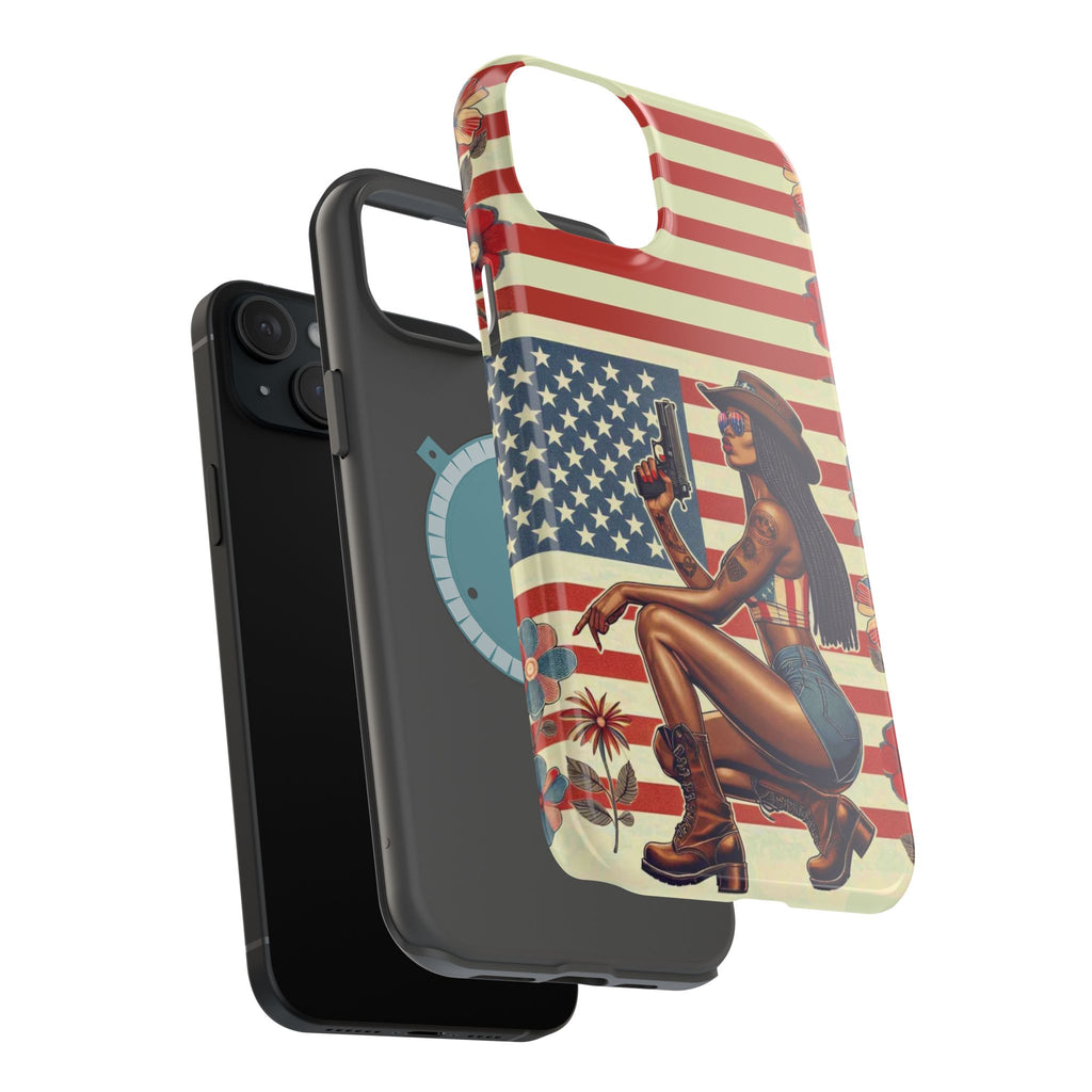 Americana 9mm Pinup Girl - Magnetic Impact‑Resistant Phone Case  iPhone 13-17 / Samsung S26  MagSafe Compatible