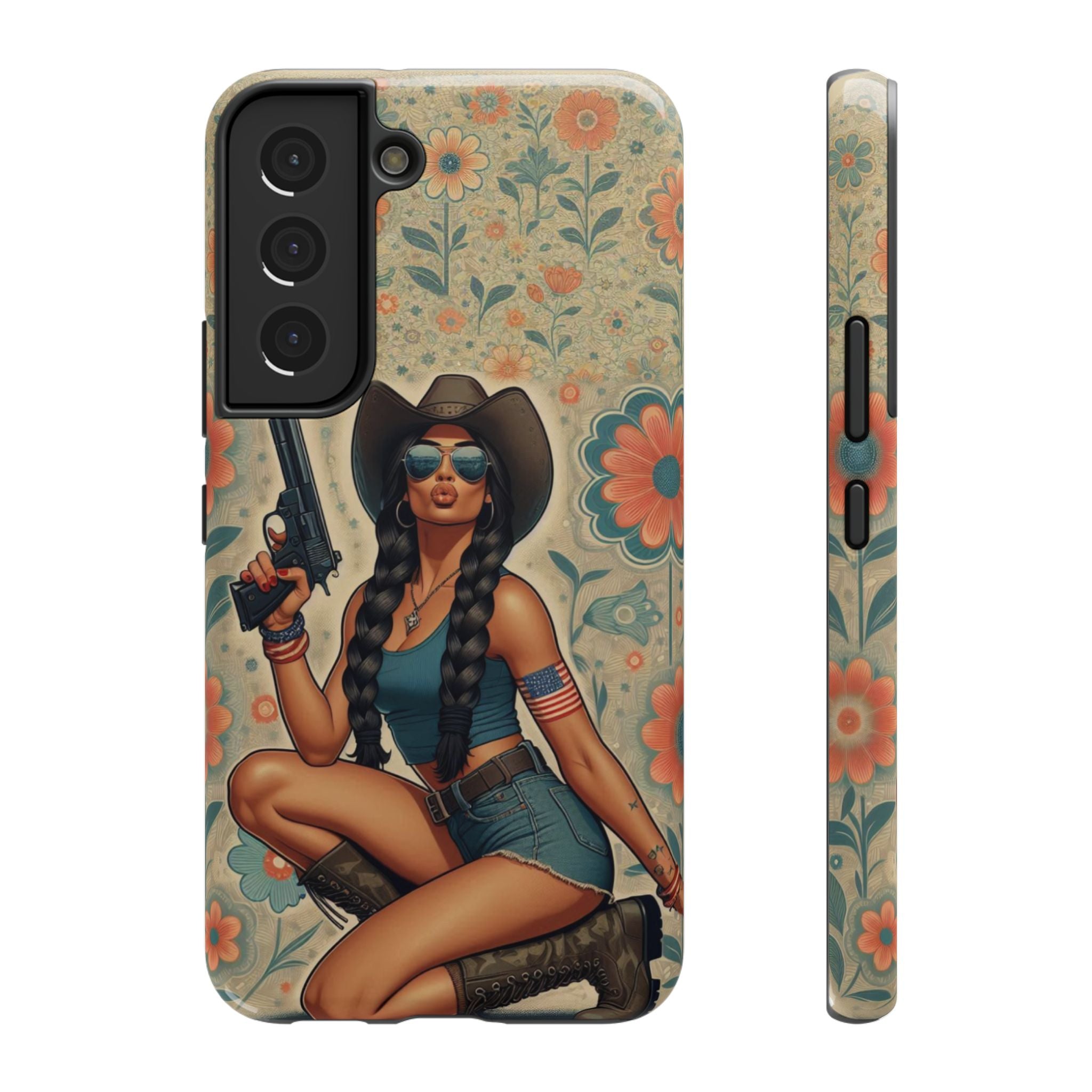 Americana 9mm Pinup Girl - Impact‑Resistant Phone Case   Samsung Galaxy Series S22 / S22+ / S22 Ultra - S25 / S25+ / S25 Ultra