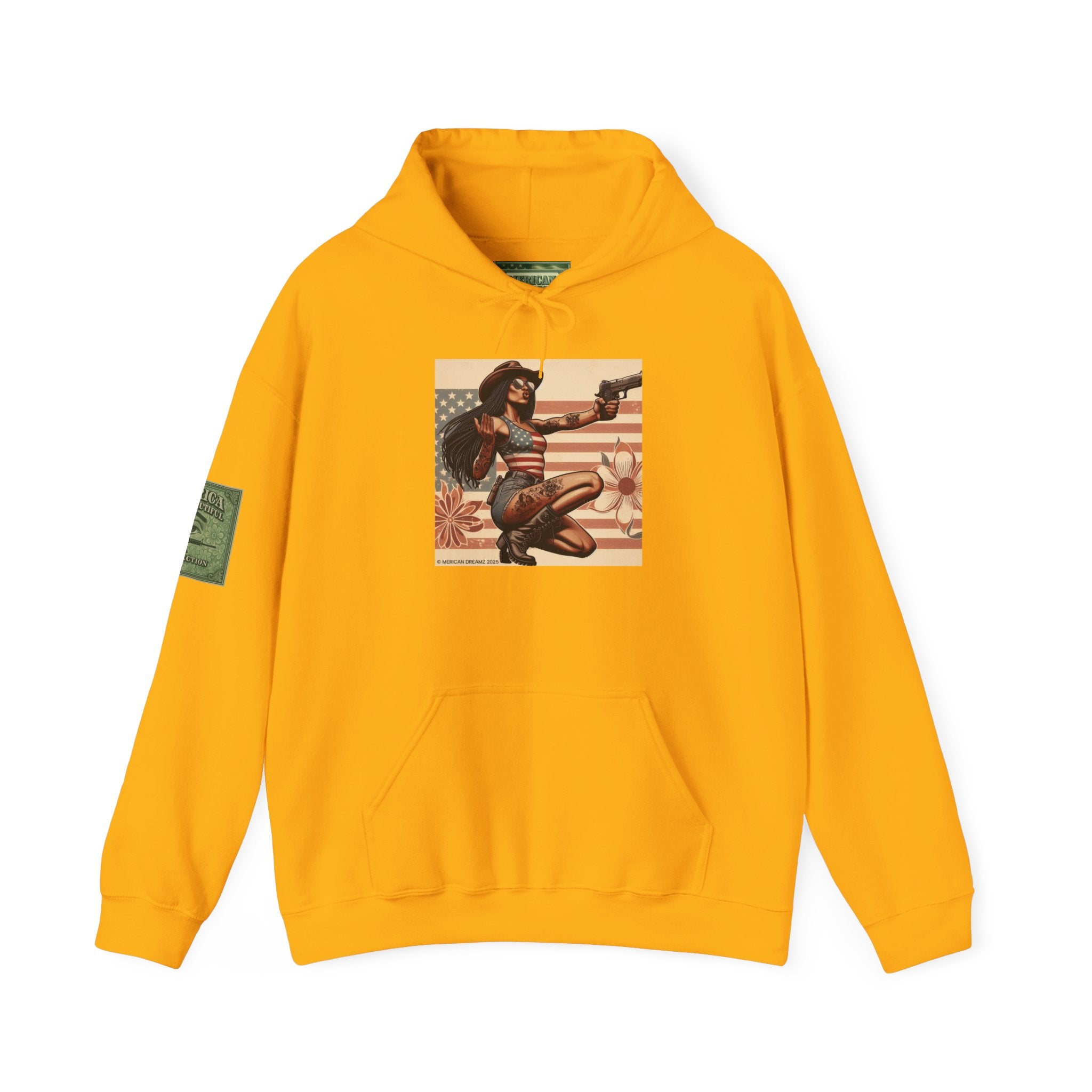 Retro Americana Pinup Gunslinger Hoodie — Vintage Pinup Girls Pullover