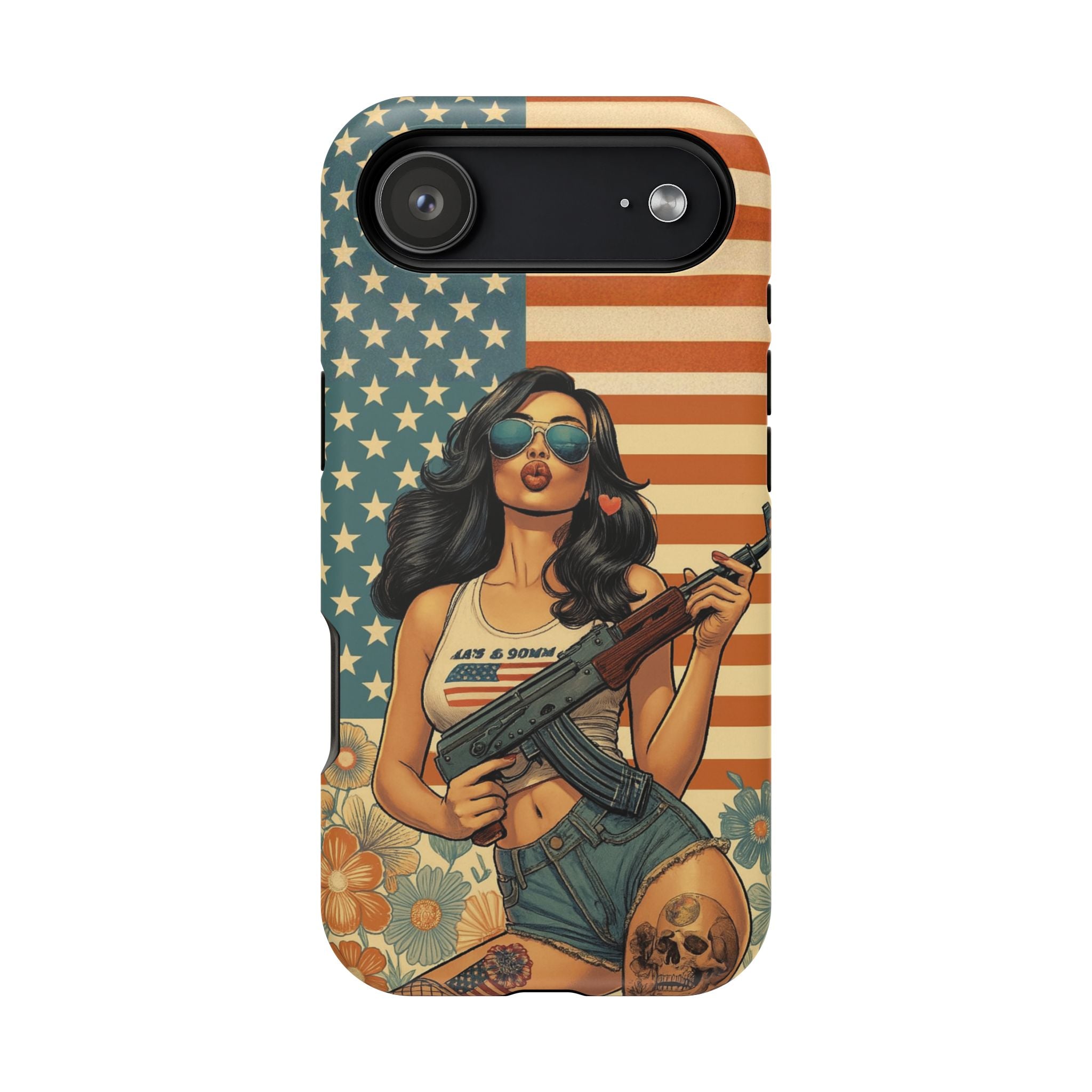 Americana AK-47 Pinup Girl - Magnetic Impact‑Resistant Phone Case  iPhone 13-17 / Samsung S26  MagSafe Compatible