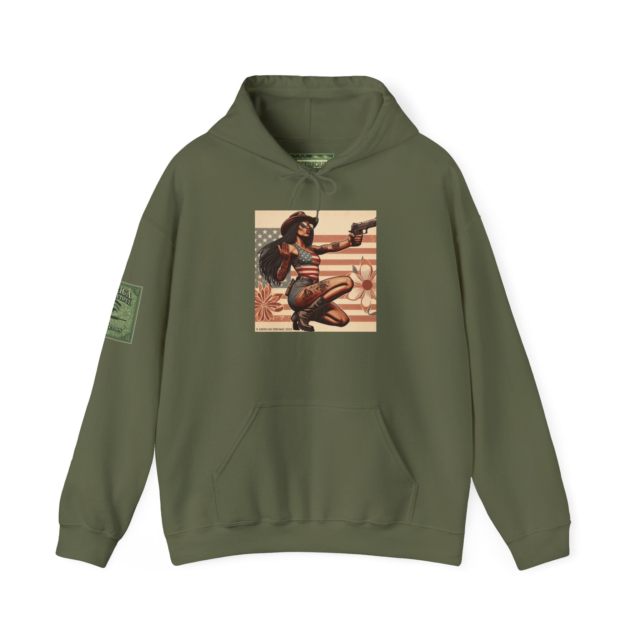 Retro Americana Pinup Gunslinger Hoodie — Vintage Pinup Girls Pullover