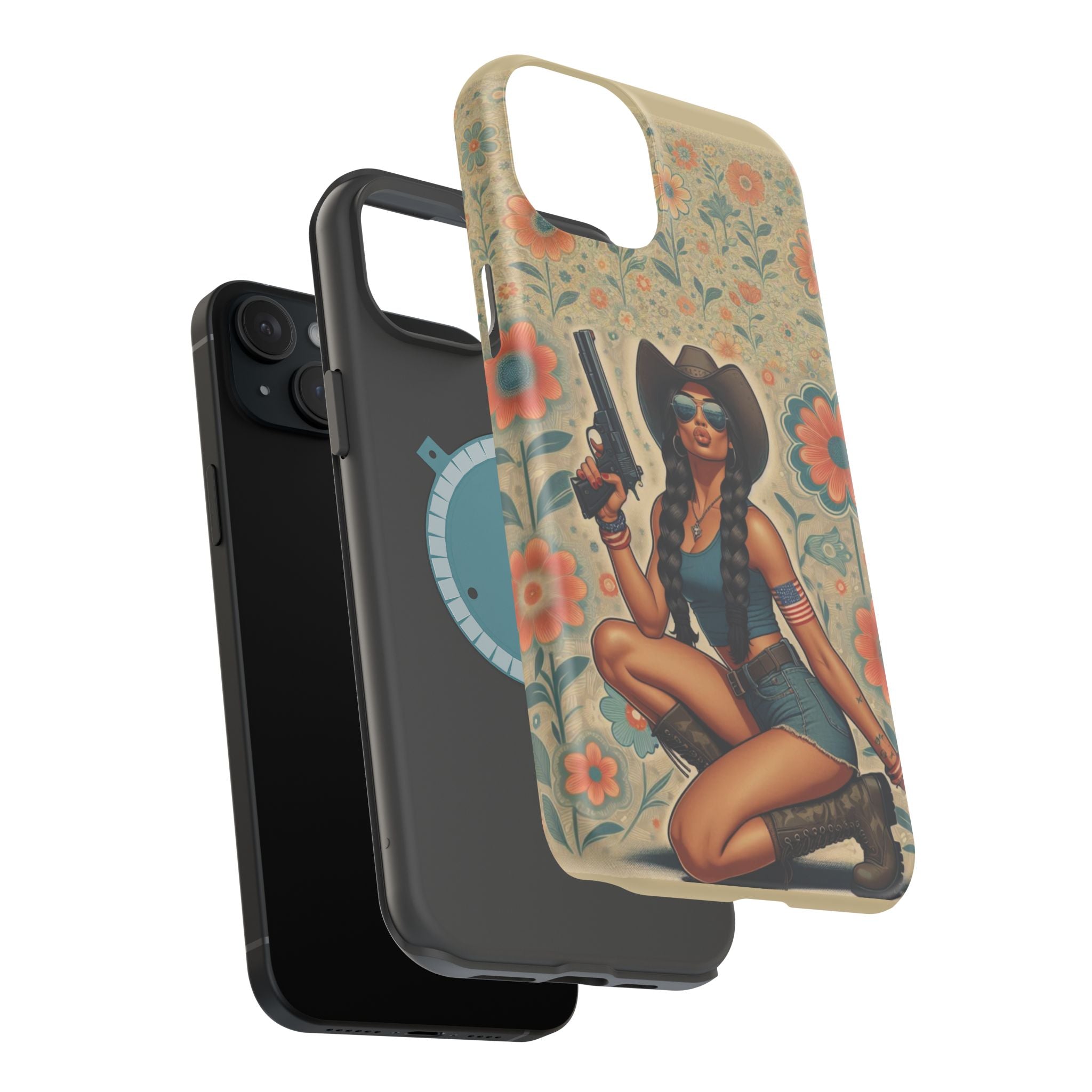 Americana 9mm Pinup Girl - Magnetic Impact‑Resistant Phone Case  iPhone 13-17 / Samsung S26  MagSafe Compatible
