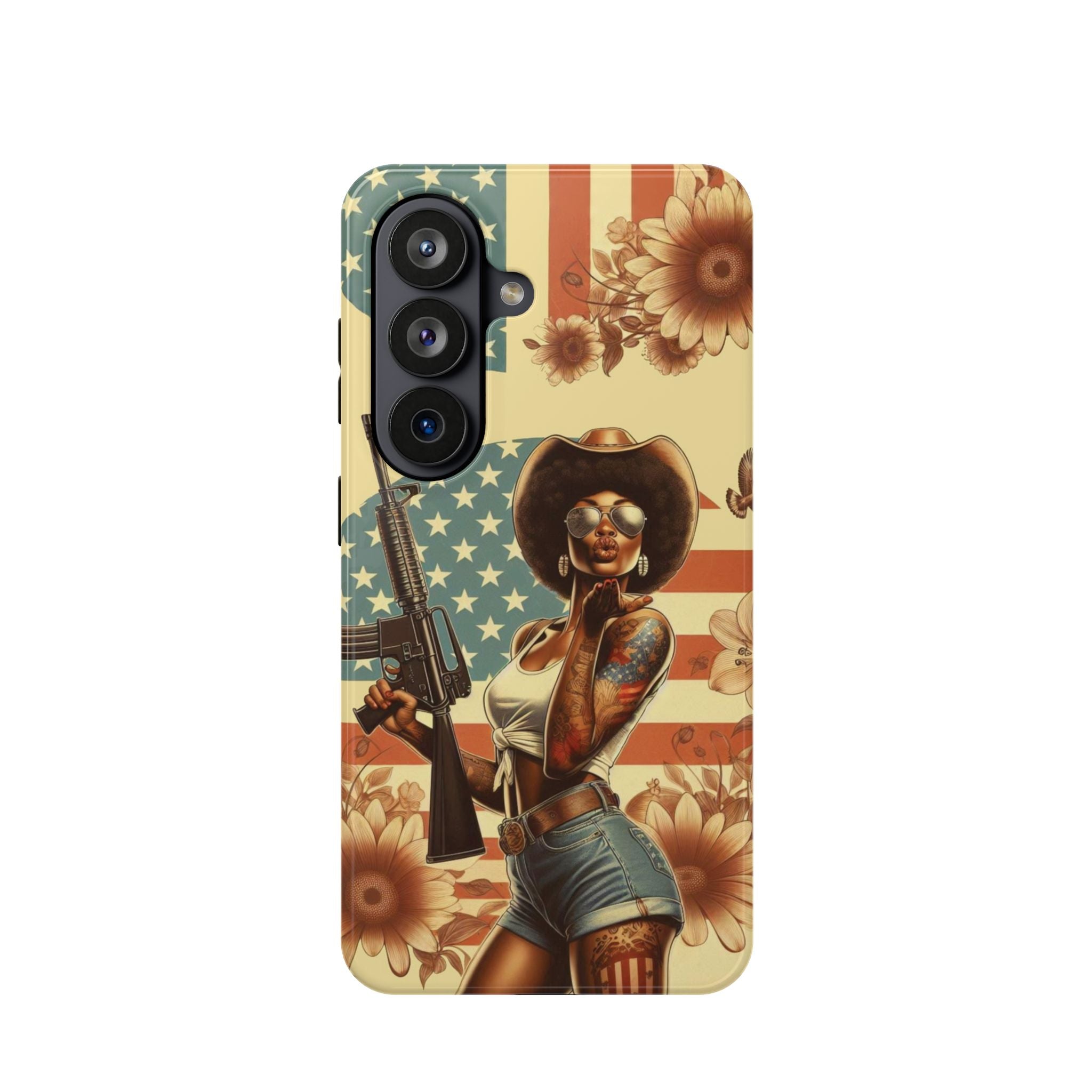 Americana AR-15 Pinup Girl - Magnetic Impact‑Resistant Phone Case  iPhone 13-17 / Samsung S26  MagSafe Compatible