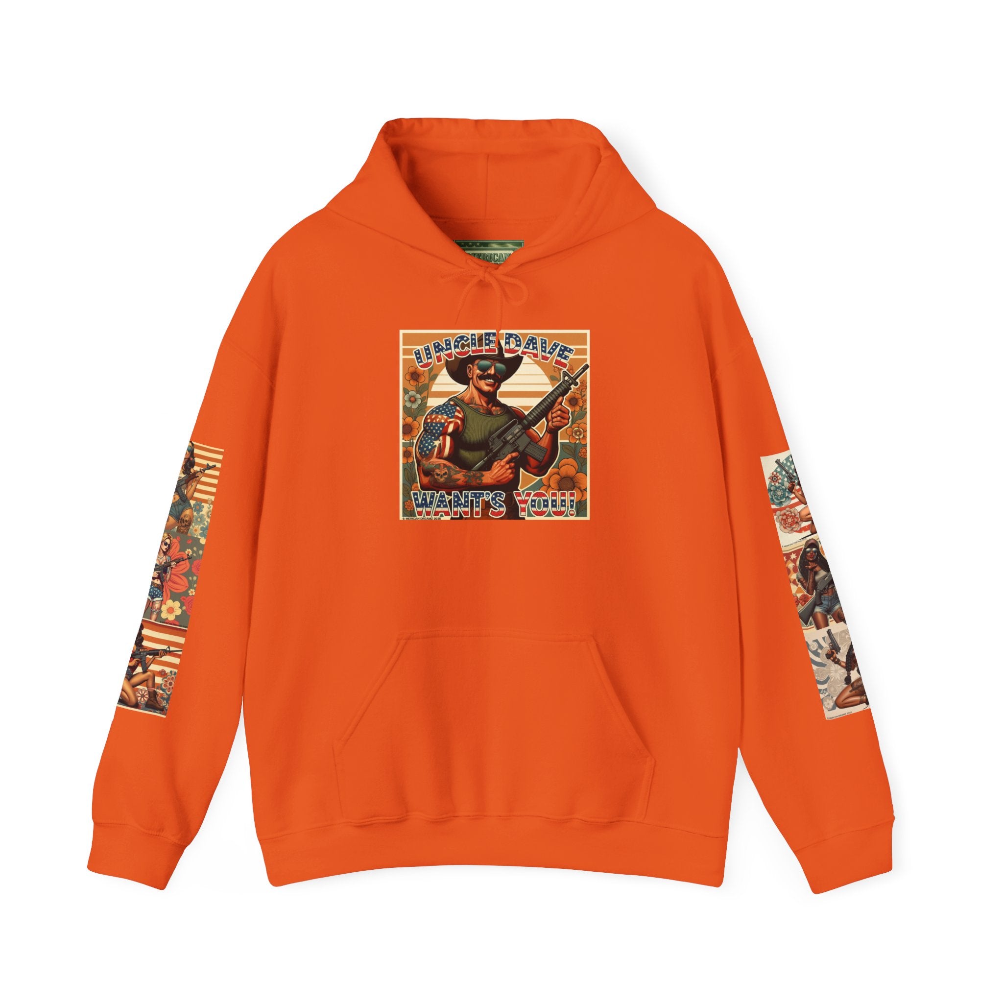 Patriotic 'Uncle Dave Wants You' Hoodie — Gunslinger Girls Rifle Retro Illustration (US Only)