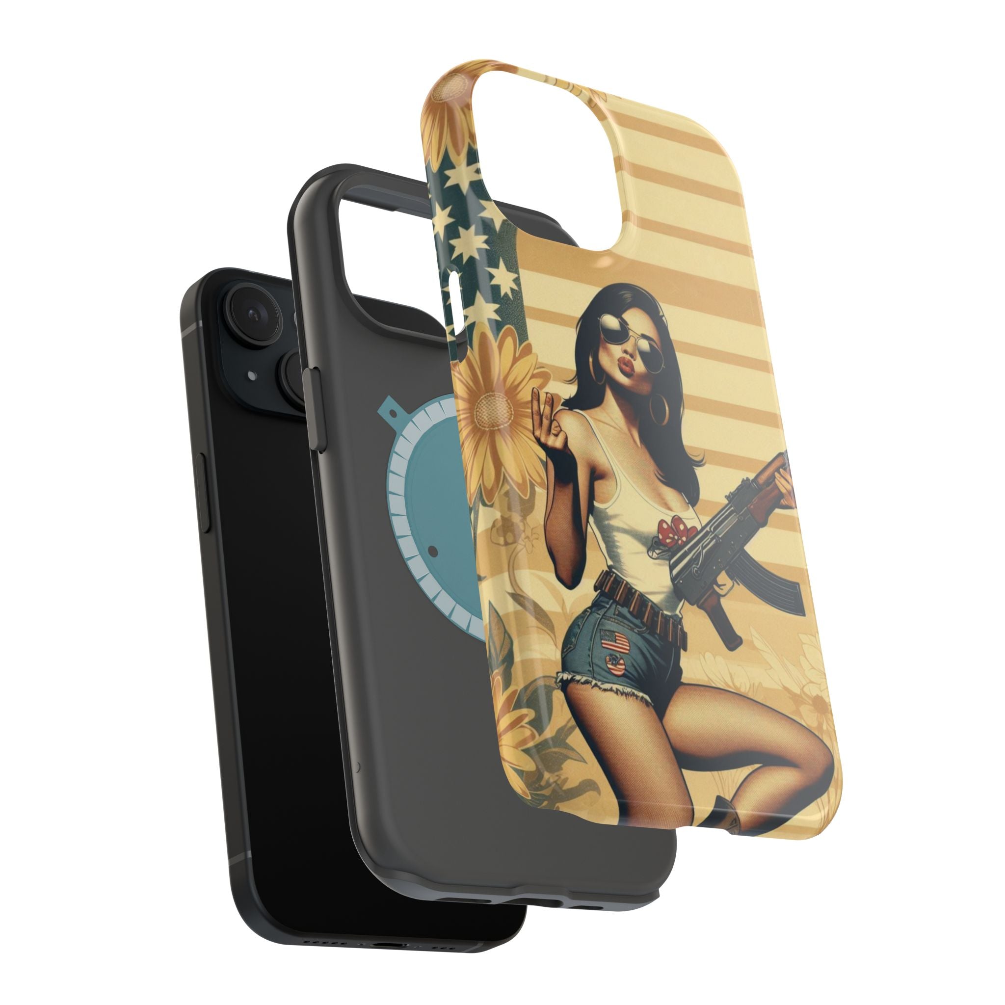Americana AK-47 Pinup Girl - Magnetic Impact‑Resistant Phone Case  iPhone 13-17 / Samsung S26  MagSafe Compatible