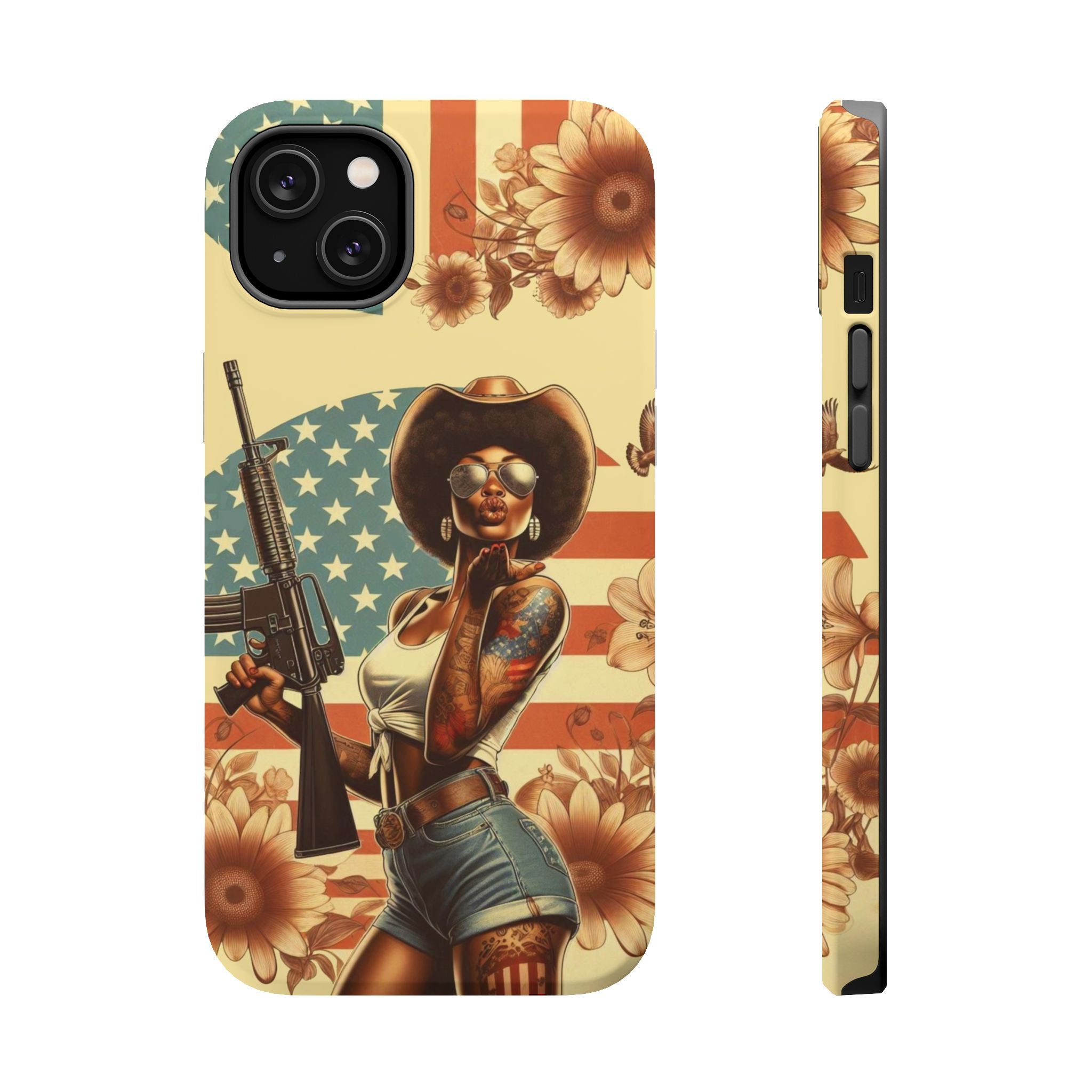 Americana AR-15 Pinup Girl - Magnetic Impact‑Resistant Phone Case  iPhone 13-17 / Samsung S26  MagSafe Compatible