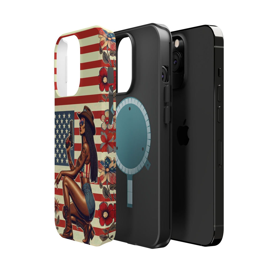 Americana 9mm Pinup Girl - Magnetic Impact‑Resistant Phone Case  iPhone 13-17 / Samsung S26  MagSafe Compatible