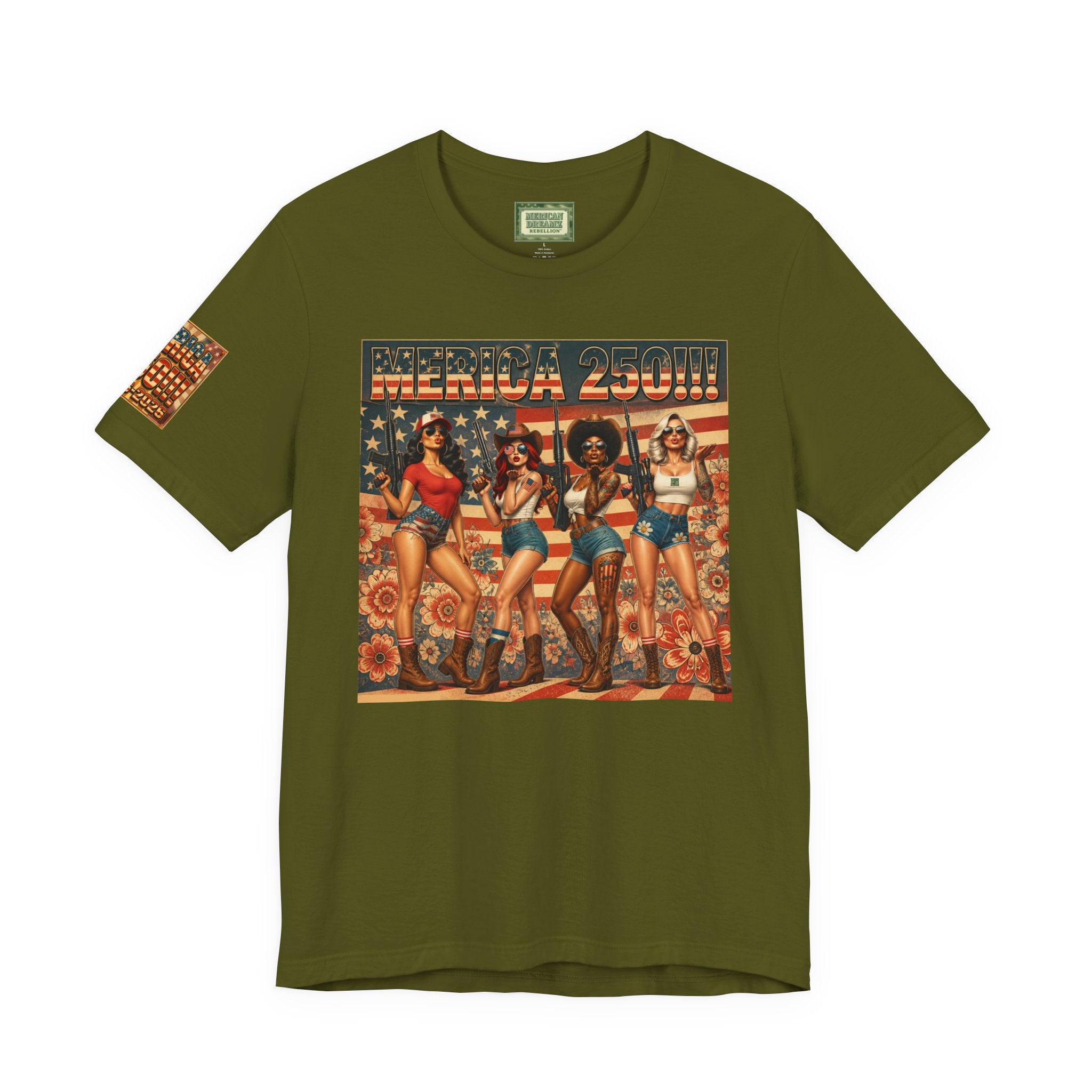 MERICAN DREAMZ REBELLION – MERICA 250!!!  Short Sleeve T‑Shirt – 250 Years of Freedom 1776-2026 Graphic Tee-#1