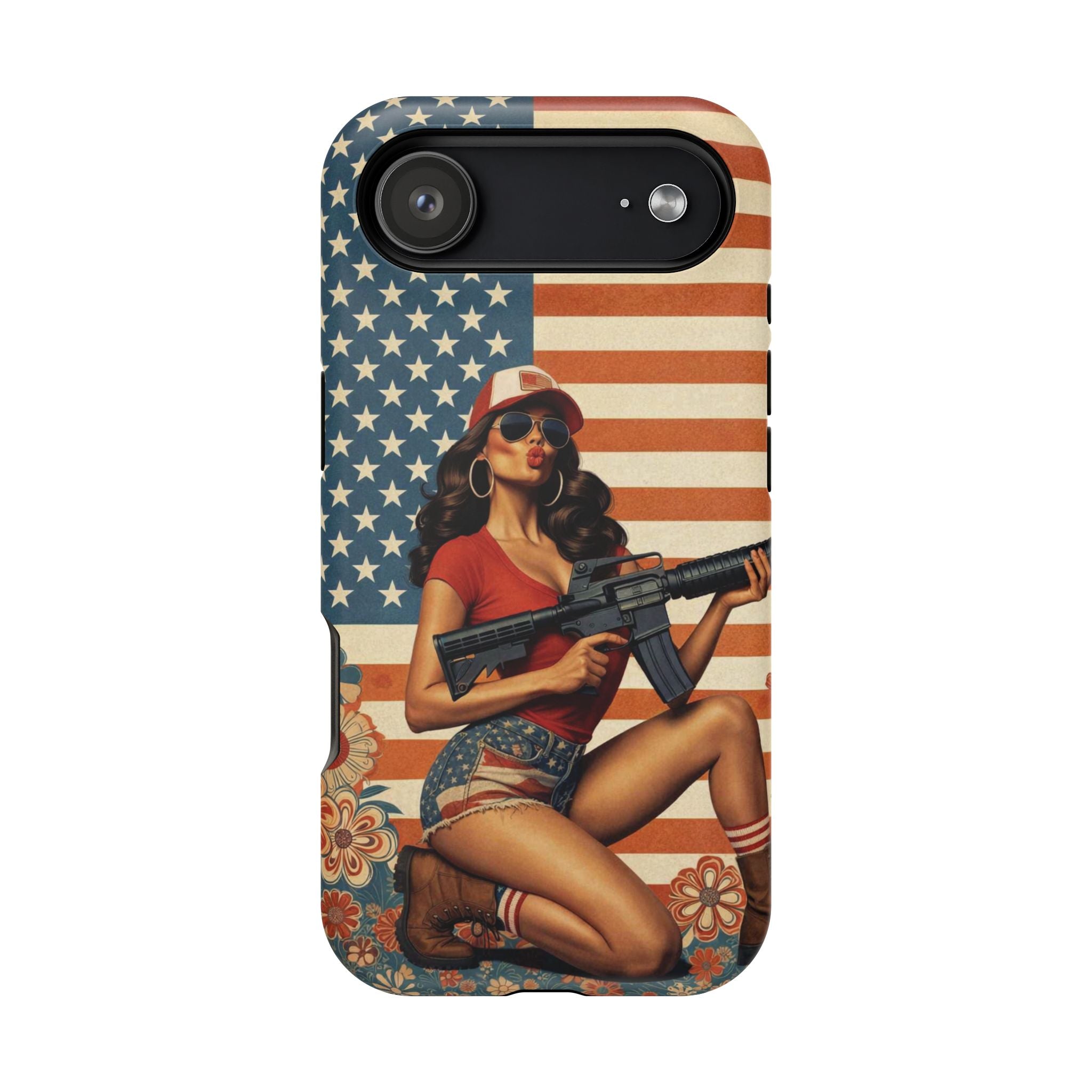 Americana AR-15 Pinup Girl - Magnetic Impact‑Resistant Phone Case  iPhone 13-17 / Samsung S26  MagSafe Compatible