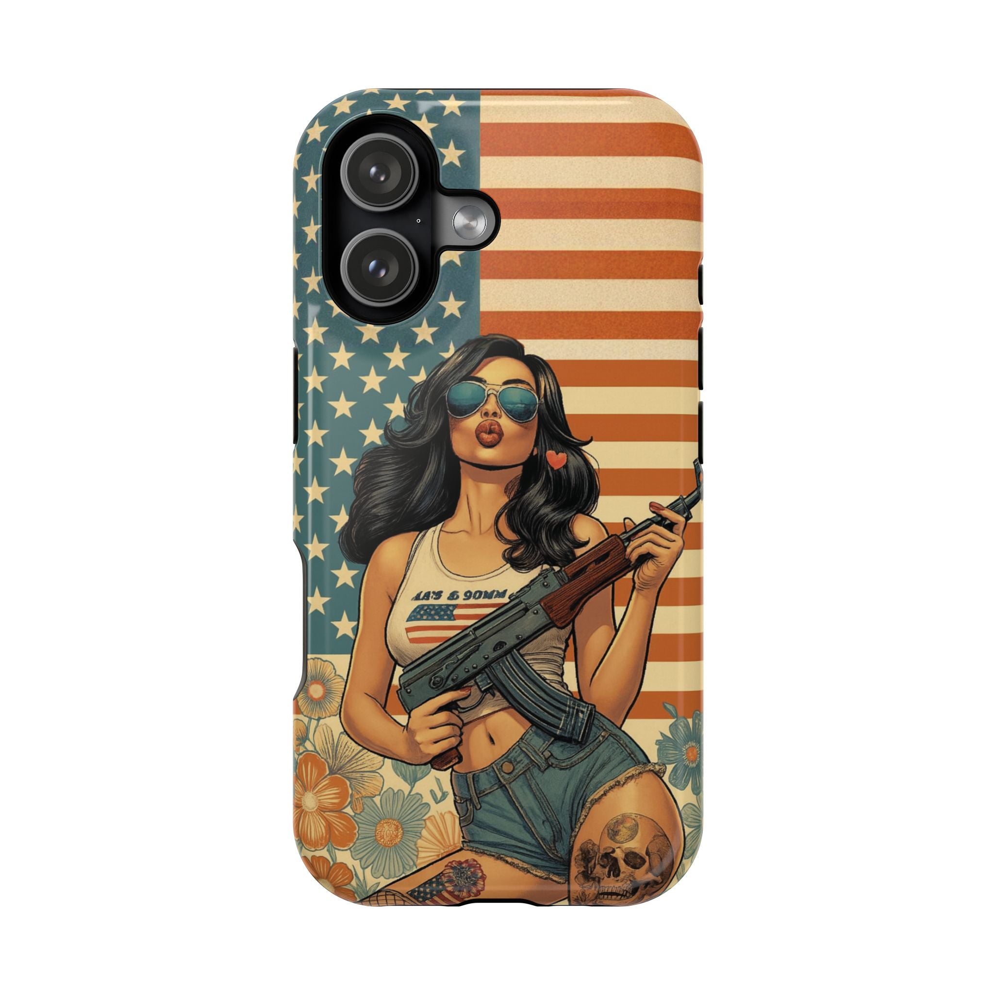 Americana AK-47 Pinup Girl - Magnetic Impact‑Resistant Phone Case  iPhone 13-17 / Samsung S26  MagSafe Compatible
