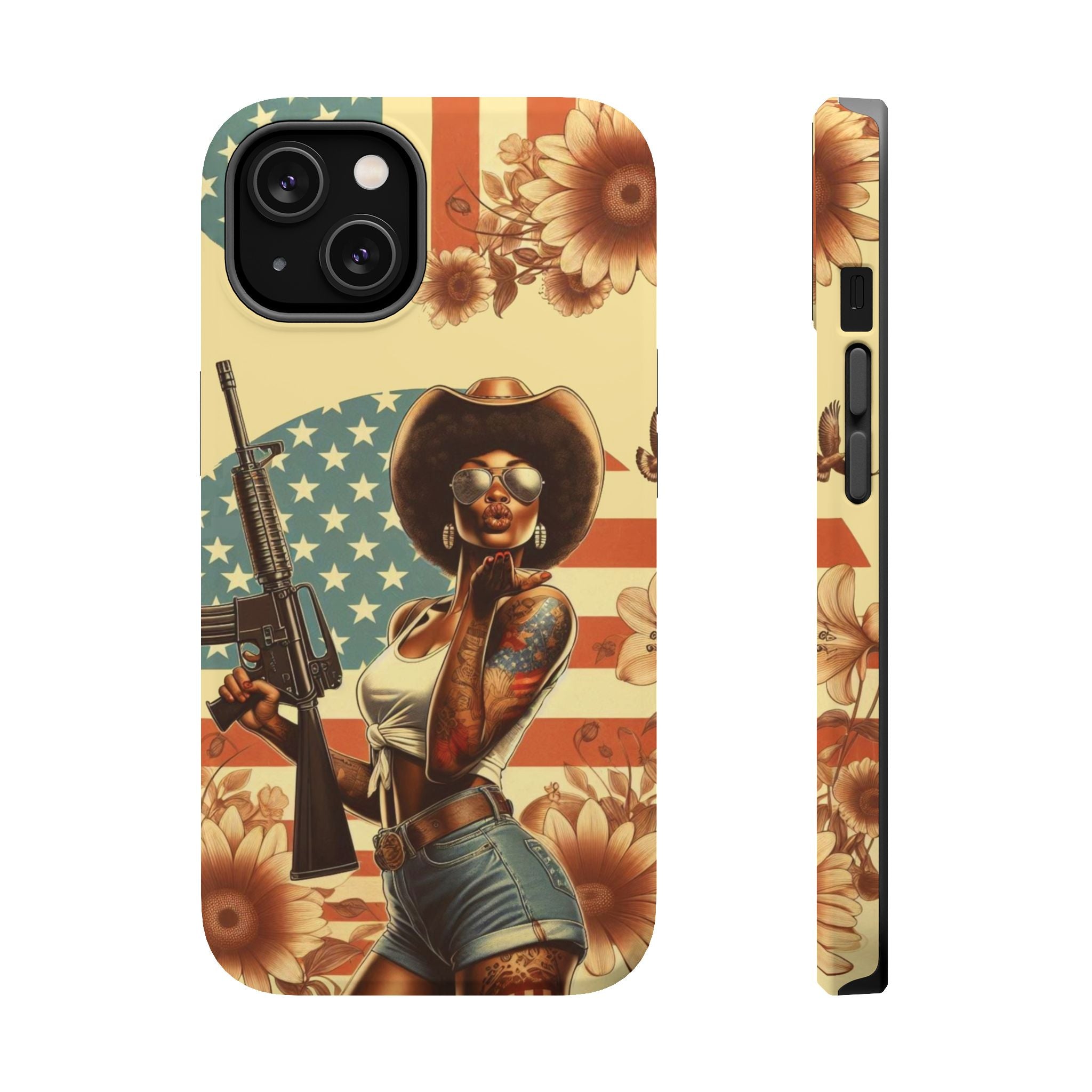 Americana AR-15 Pinup Girl - Magnetic Impact‑Resistant Phone Case  iPhone 13-17 / Samsung S26  MagSafe Compatible
