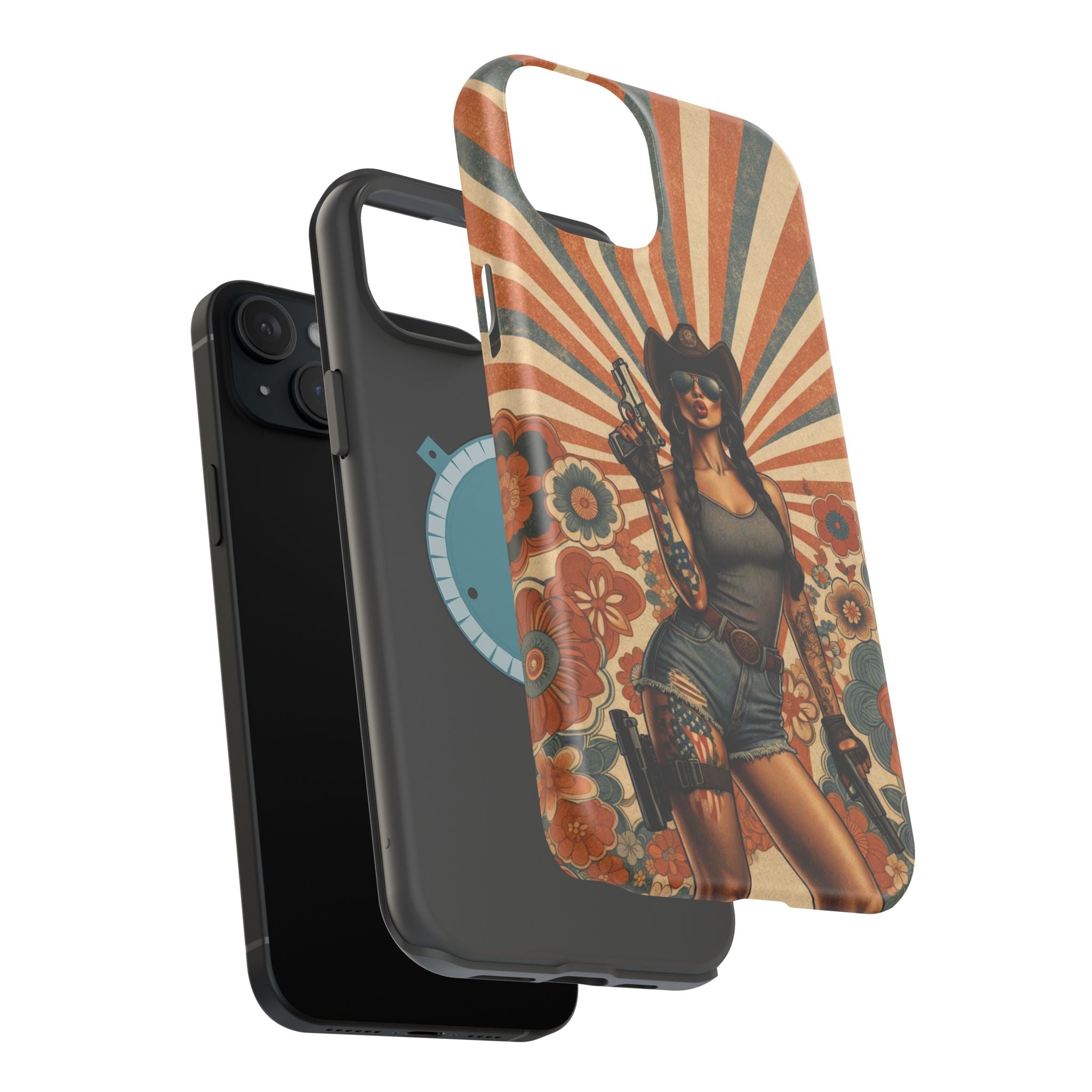 Americana 9mm Pinup Girl - Magnetic Impact‑Resistant Phone Case  iPhone 13-17 / Samsung S26  MagSafe Compatible