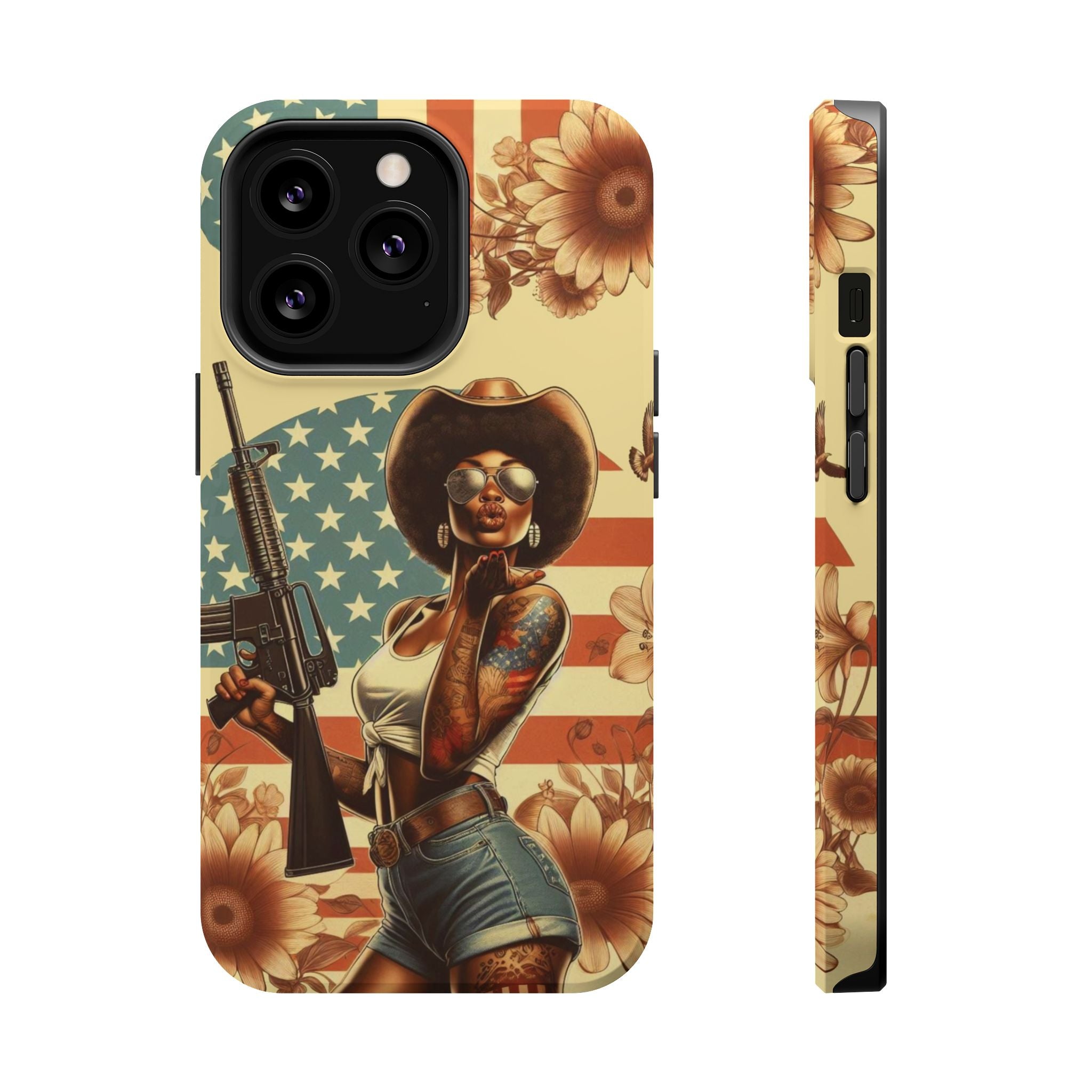 Americana AR-15 Pinup Girl - Magnetic Impact‑Resistant Phone Case  iPhone 13-17 / Samsung S26  MagSafe Compatible