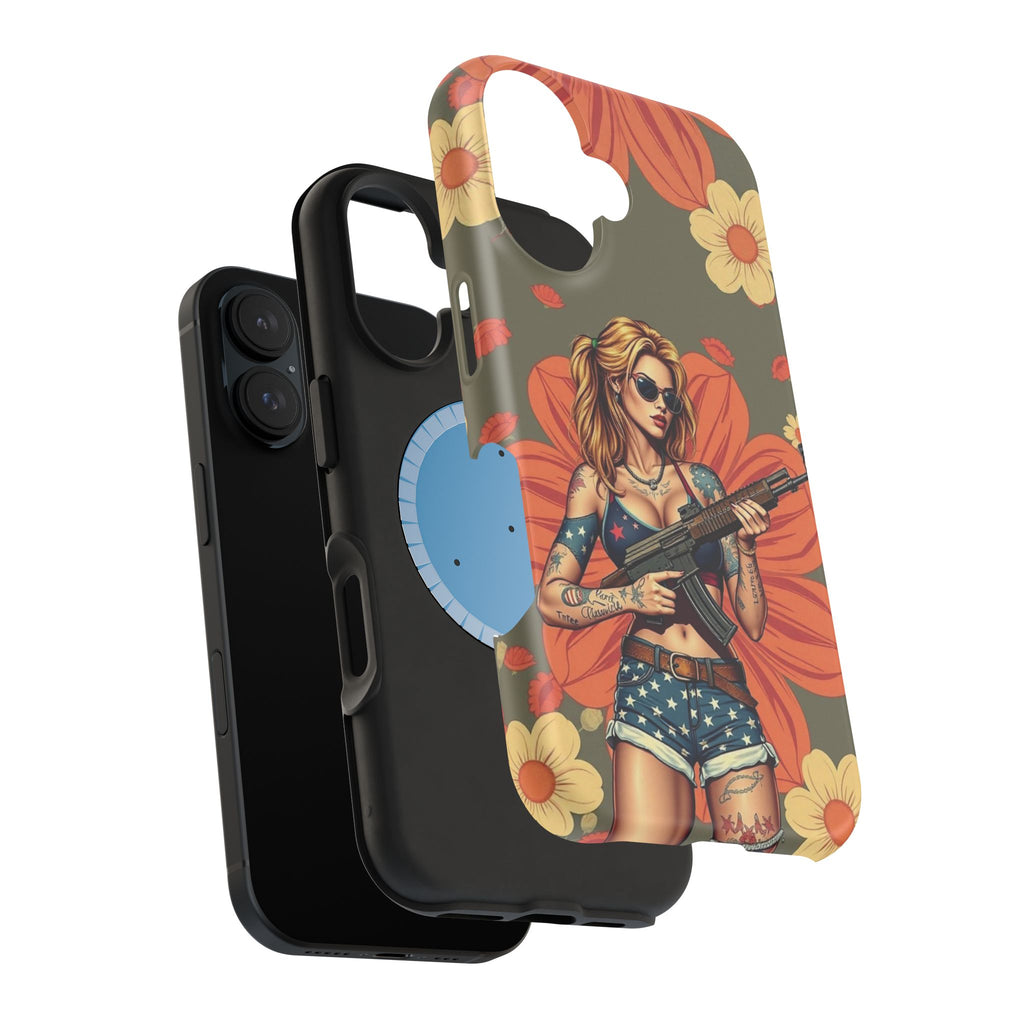 Americana AK-47 Pinup Girl - Magnetic Impact‑Resistant Phone Case  iPhone 13-17 / Samsung S26  MagSafe Compatible
