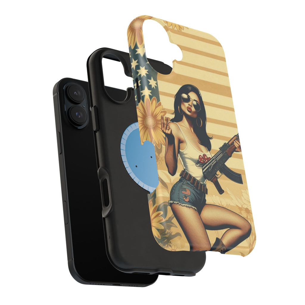 Americana AK-47 Pinup Girl - Magnetic Impact‑Resistant Phone Case  iPhone 13-17 / Samsung S26  MagSafe Compatible
