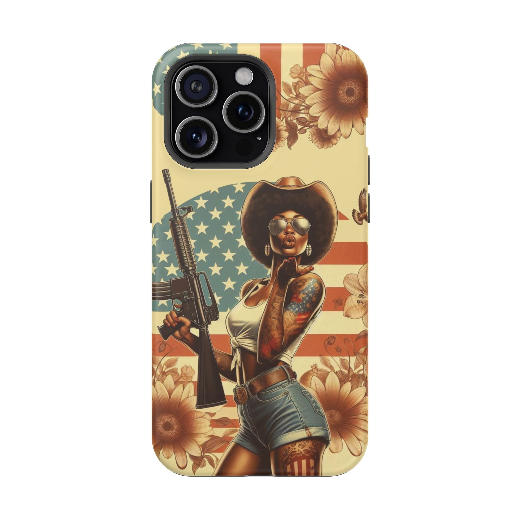 Americana AR-15 Pinup Girl - Magnetic Impact‑Resistant Phone Case  iPhone 13-17 / Samsung S26  MagSafe Compatible