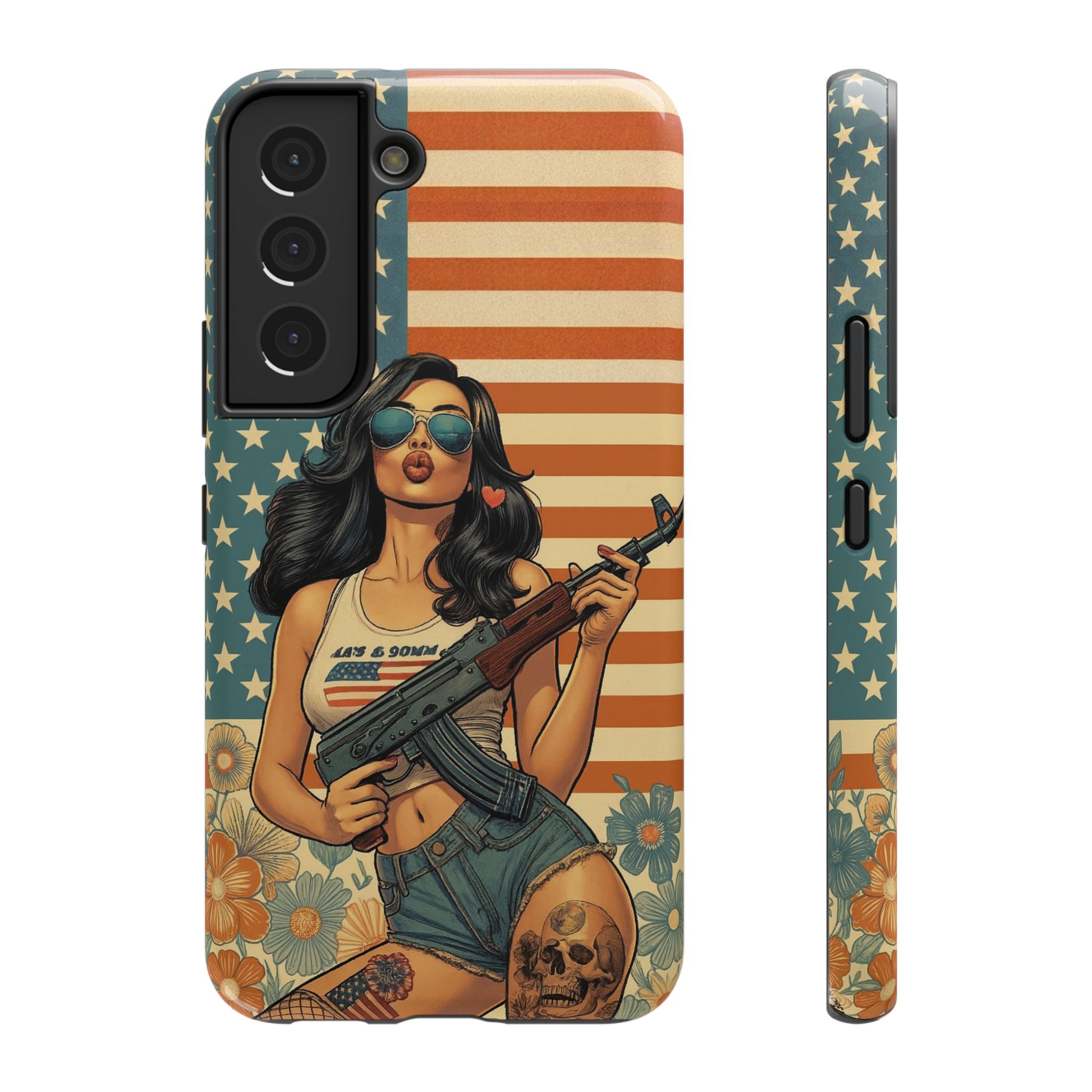 Americana AK-47 Pinup Girl - Impact‑Resistant Phone Case   Samsung Galaxy Series S22 / S22+ / S22 Ultra - S25 / S25+ / S25 Ultra