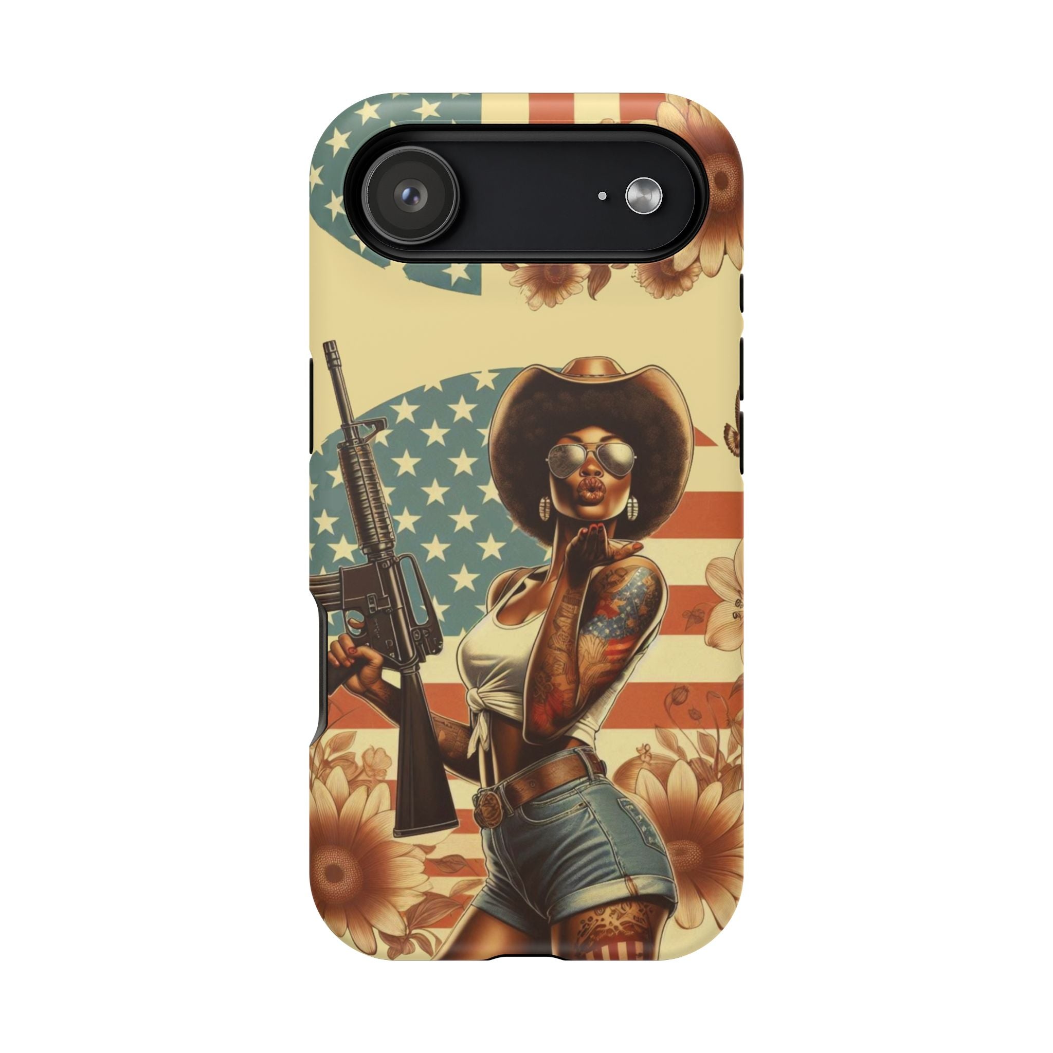 Americana AR-15 Pinup Girl - Magnetic Impact‑Resistant Phone Case  iPhone 13-17 / Samsung S26  MagSafe Compatible