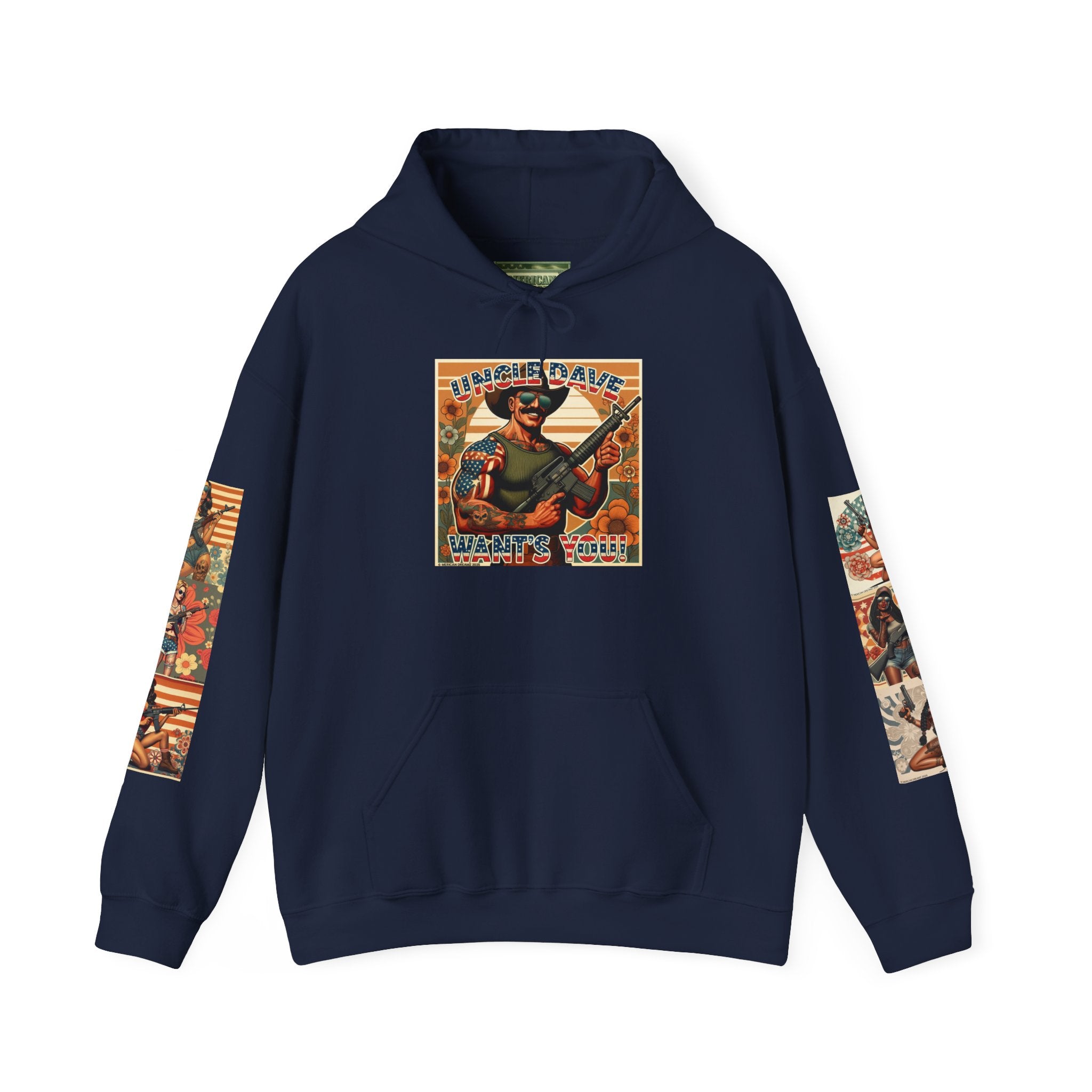Patriotic 'Uncle Dave Wants You' Hoodie — Gunslinger Girls Rifle Retro Illustration (US Only)